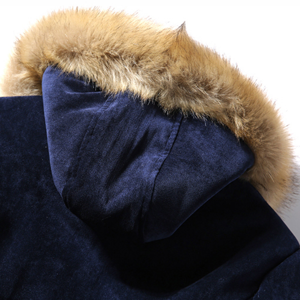 เสื้อโค้ทแฟชั่นญี่ปุ่น มีฮู้ดเฟอร์ถอดได้ ซับขนกันหนาวติดลบ (10227MM)