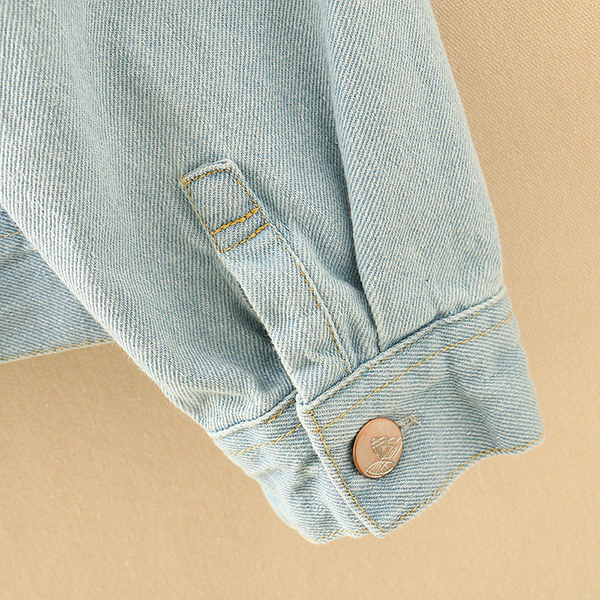 เสื้อแจ็คเก็ตยีนส์ตัวสั้น แขนยาว ปักลายดอกไม้วินเทจ (12108LM)