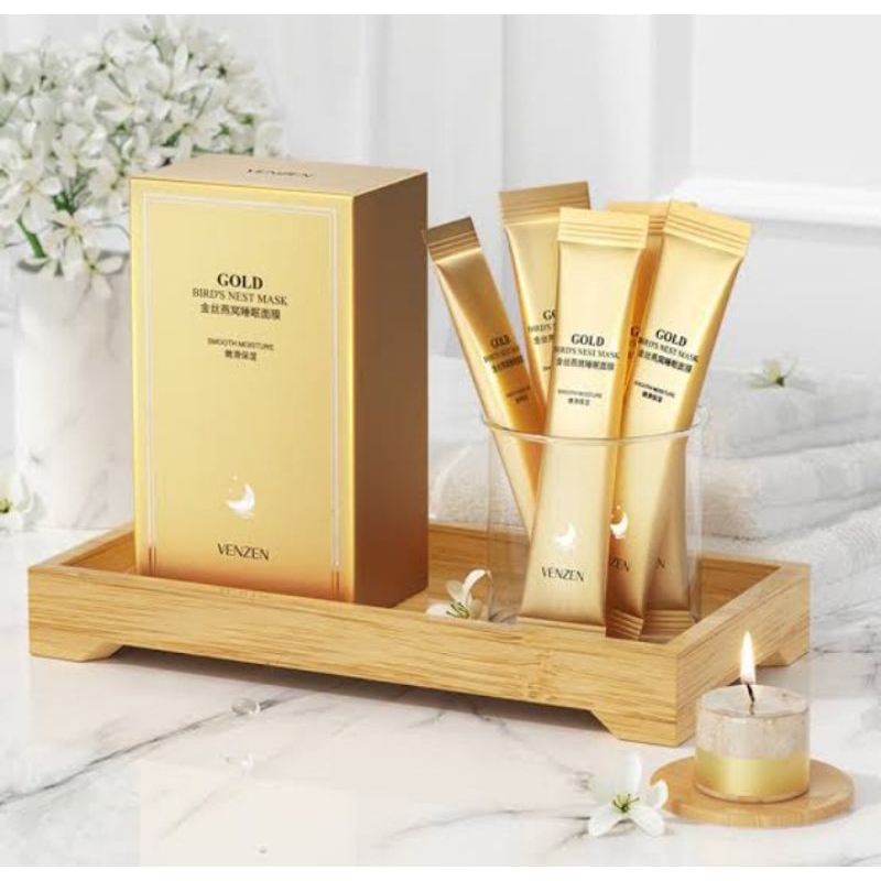 1 PV. VENZEN GOLD BIRD'S NEST MASK มาร์คหน้า รังนกทองคำ 4ml. กล่องละ20ชิ้น