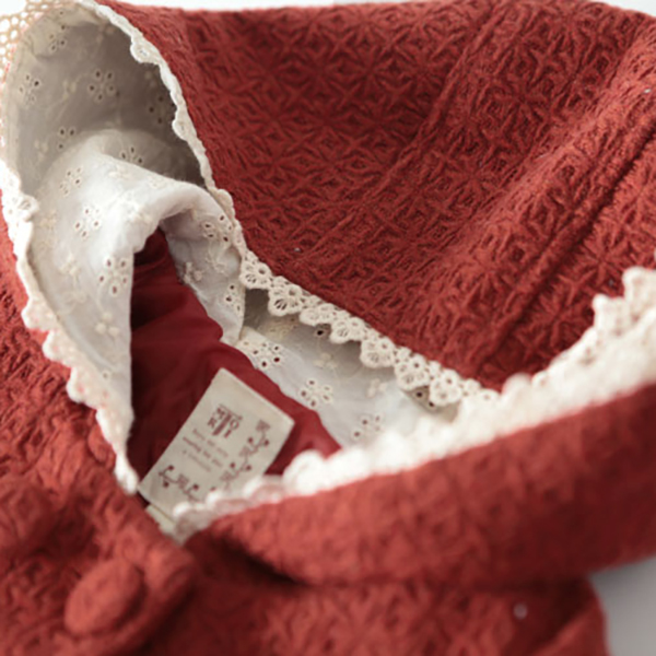 เสื้อโค้ทกันหนาวแฟชั่นญี่ปุ่น มีฮู้ด ผ้าหนาถักลายสวย (12096LM)