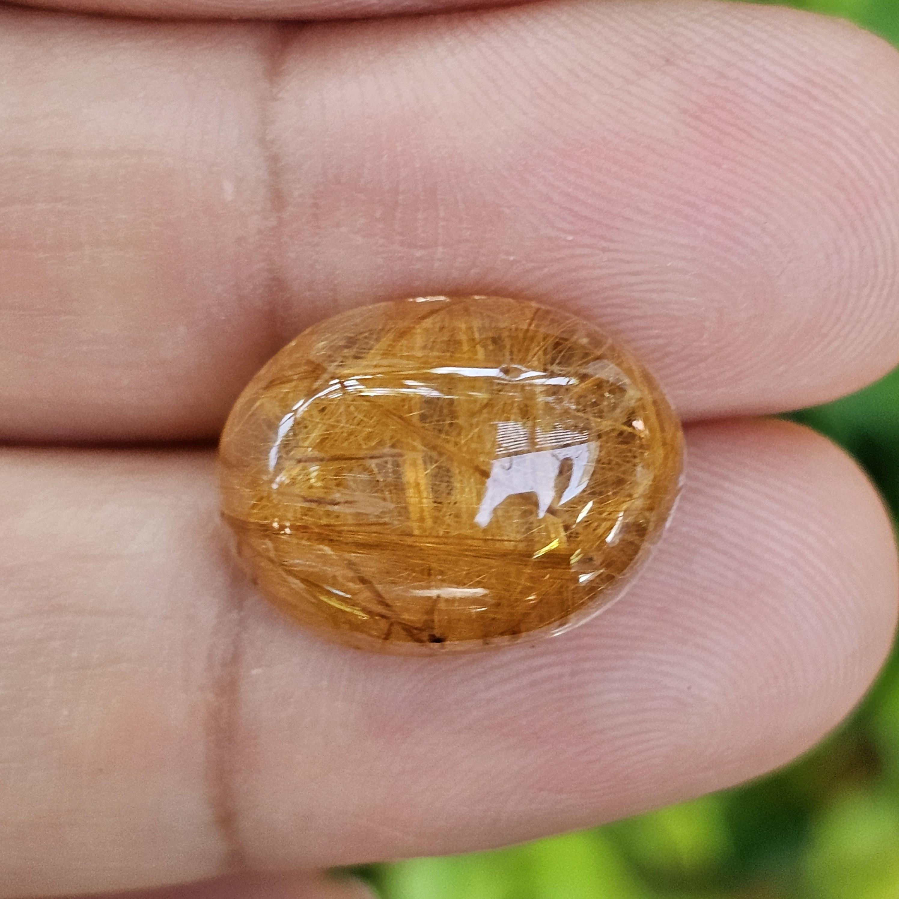ไหมทอง ควอตซ์ Golden Rutilated Quartz 11.98 กะรัต Cts.พลอยแท้ อัญมณีมงคลประจําวันเกิด เครื่องประดับพลอย