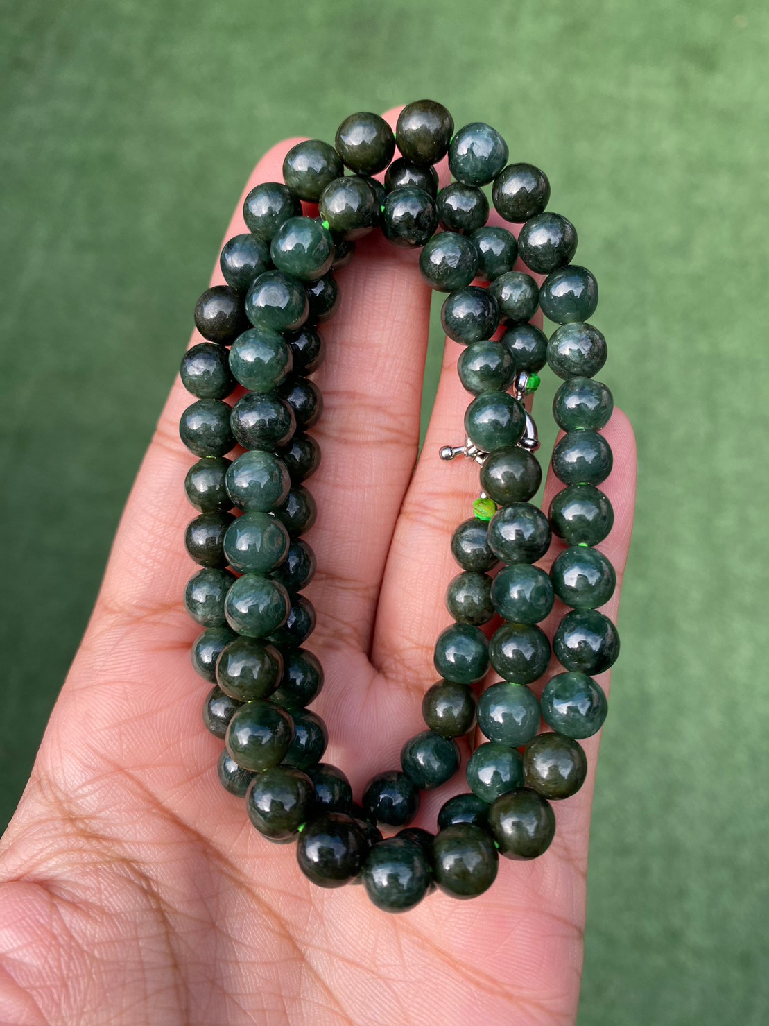 สร้อยคอหยก (Jadeite Necklace) ดิบ ไม่ผ่านการปรับปรุง (Type A) พม่า (Myanmar) หยก พม่า แท้ Jade