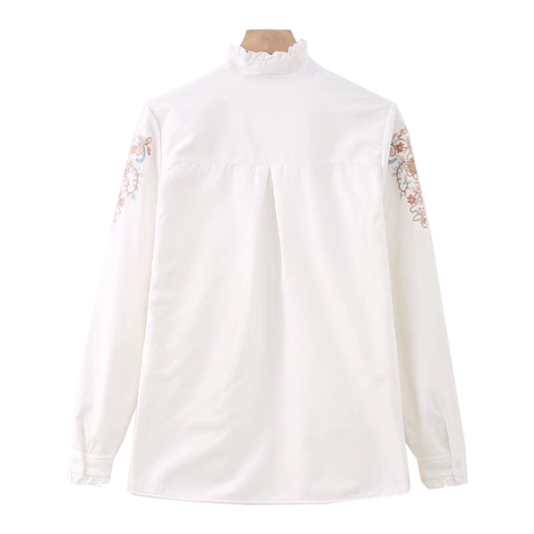 เสื้อเชิ้ตปักลายวินเทจ ซับในผ้าขนนุ่มกันหนาว (12128LM)