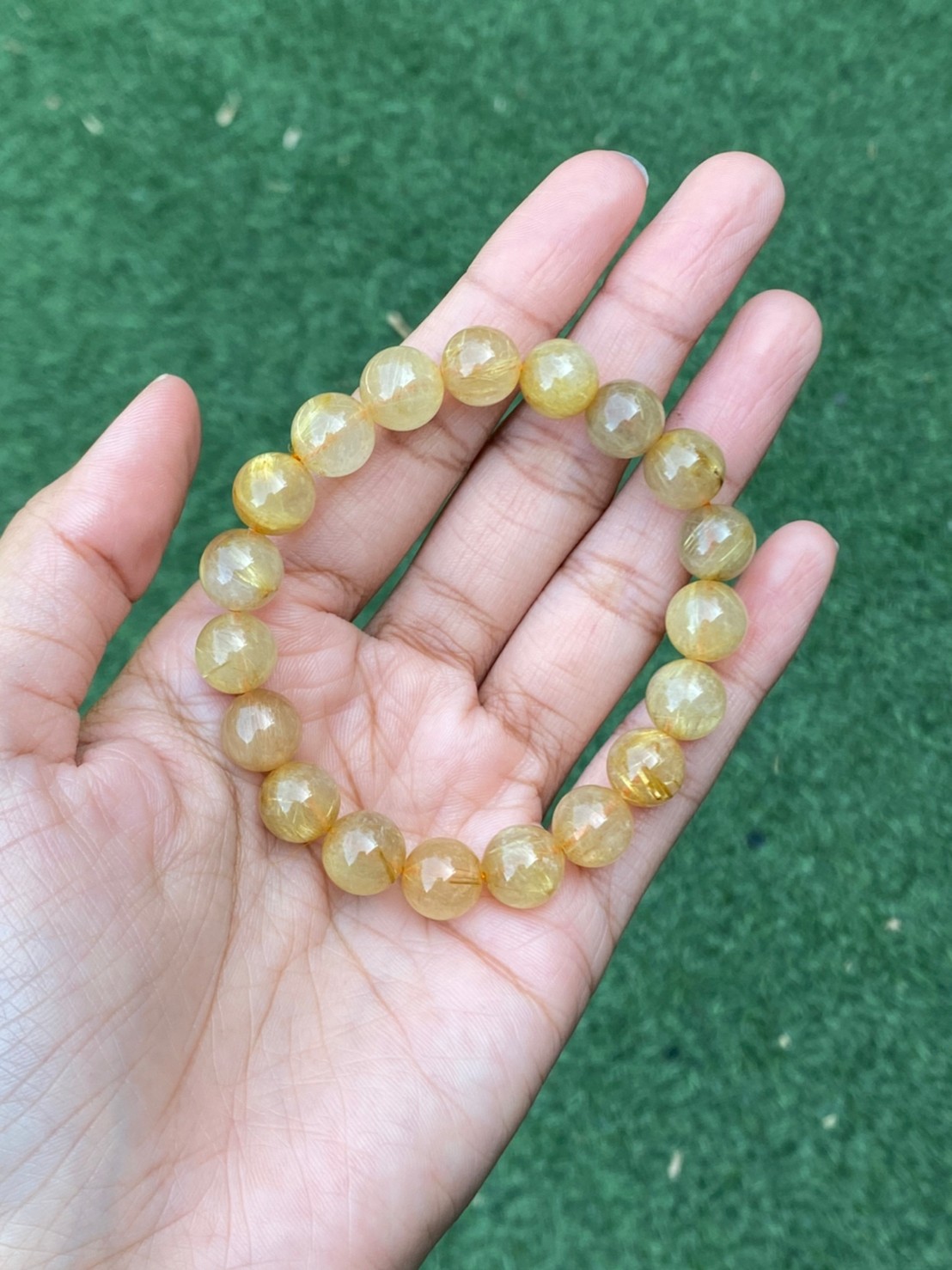 กำไล ไหมทอง Golden Rutile Quartz พลอยแท้ อัญมณีมงคลประจําวันเกิด เครื่องประดับพลอย