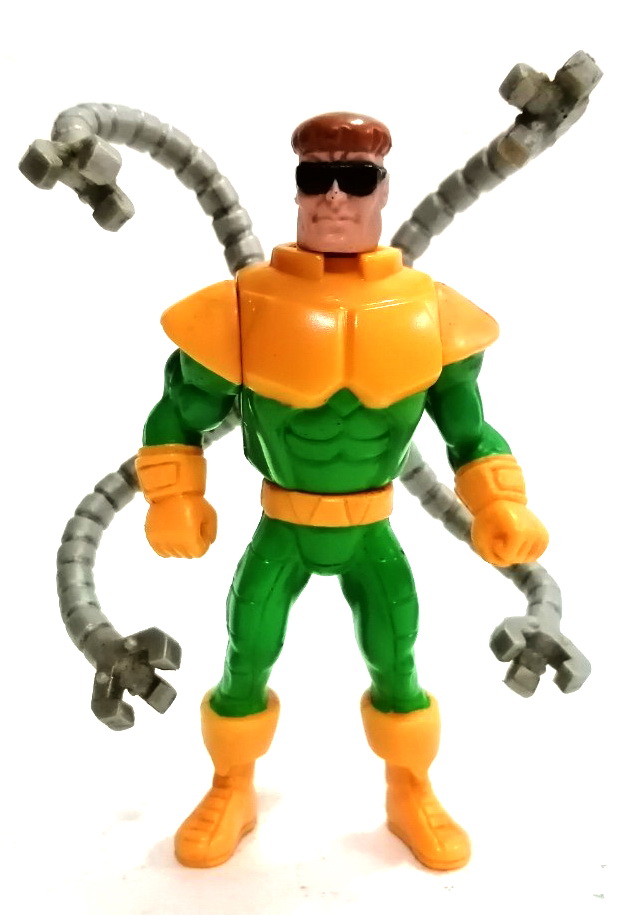 ฟิกเกอร์ พรีเมี่ยม ของแมคโดนัลด์ ดร.อ๊อคโตปุส (ด๊อกอ๊อค)ขนาดสูง.14 ซม. งานปี 1993 ชิ้นส่วนครบ แขนกลหนวดปลาหมึกขยับได้สมบูรณ์ สภาพเก่าสะสม