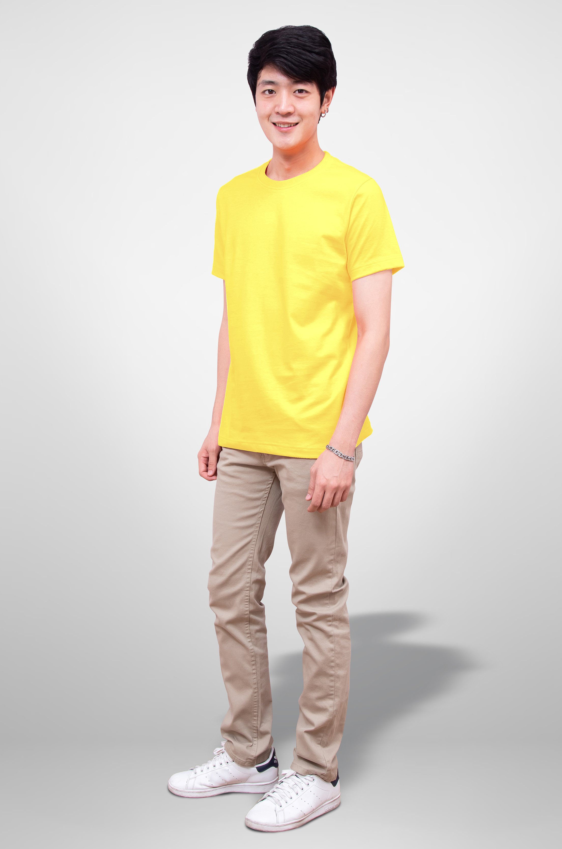 Noproblem Noproblem ยอดขาย No.1 รับประกัน ไม่ย้วย ไม่ยืด ผ้านุ่ม เสื้อยืด สีพื้น เสื้อยืดคอกลม สีเหลืองอ่อน