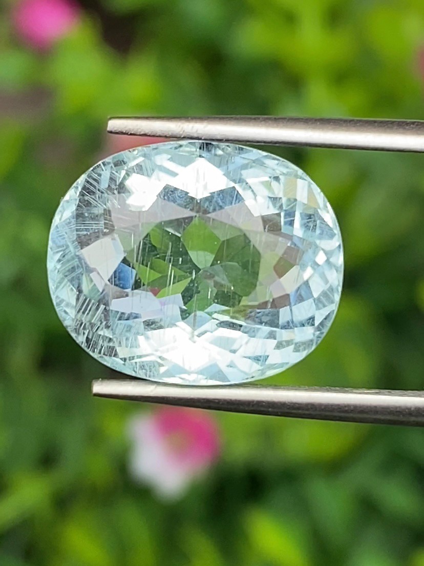 พลอย อความารีน Aquamarine 8.47 กะรัต (Cts.) พลอยแท้ อัญมณีมงคลประจําวันเกิด เครื่องประดับพลอย