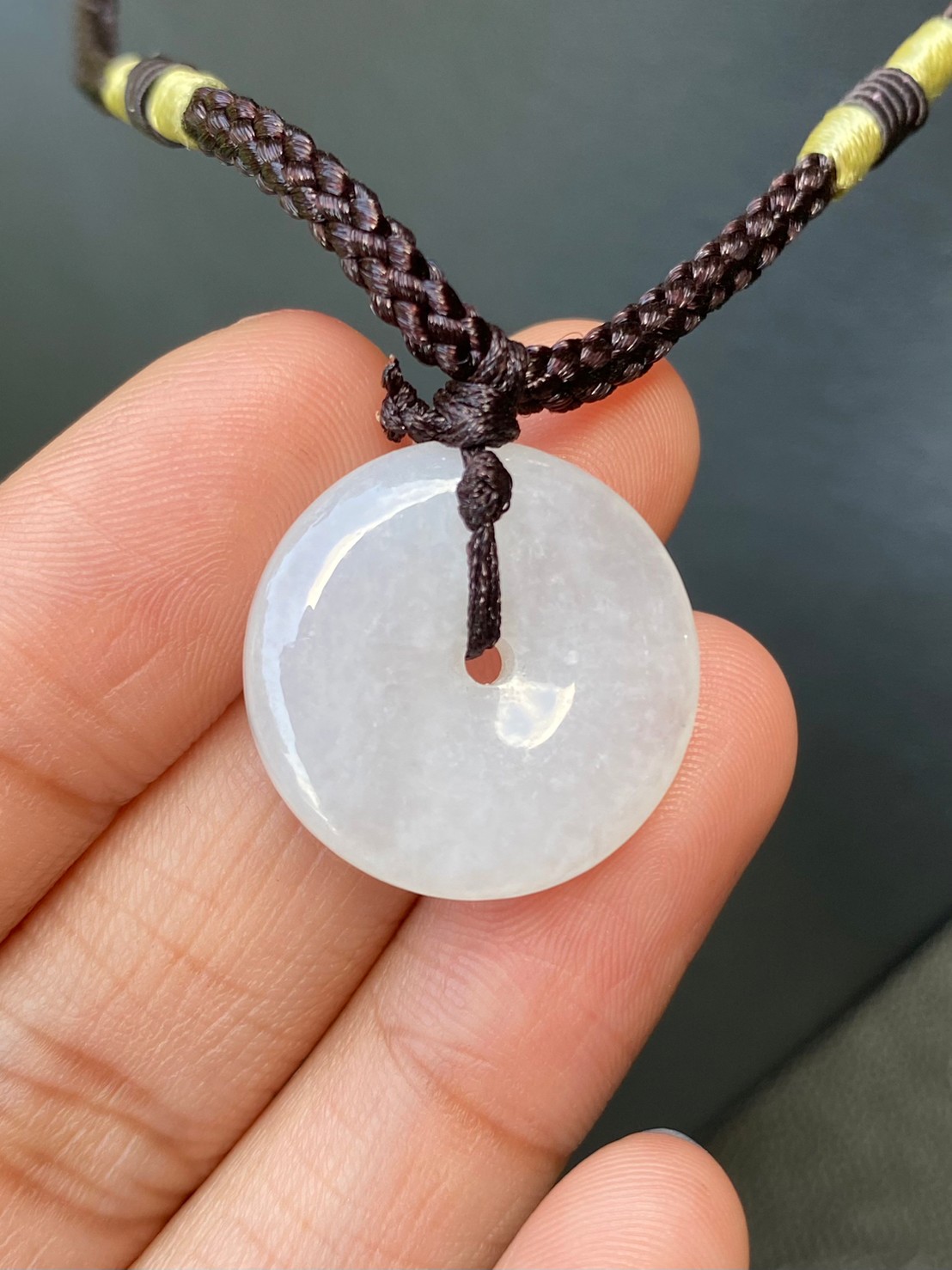 สร้อยเชือกถัก หยกขาวทรงโดนัท (ฺBi-Dise Jadeite Necklace) ดิบ ไม่ผ่านการปรับปรุง (Type A) พม่า (Myanmar) หยก พม่า แท้ Jade