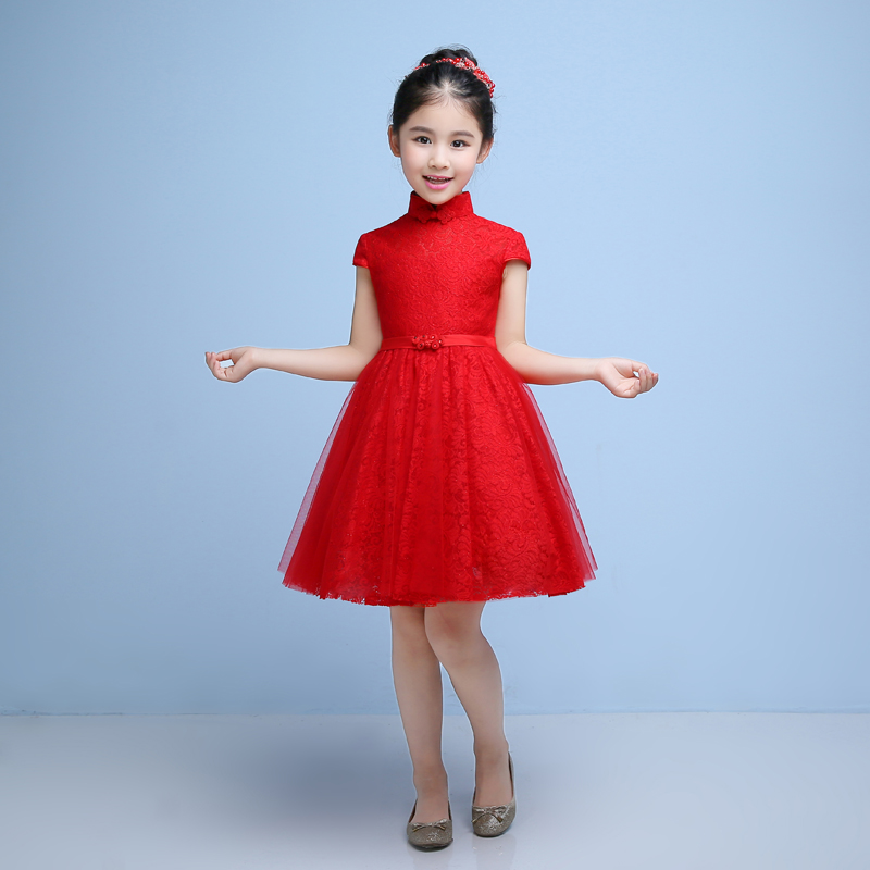 Pre-Order ชุดราตรีเด็ก สไตล์เจ้าหญิง แขนสั้น คอจีน