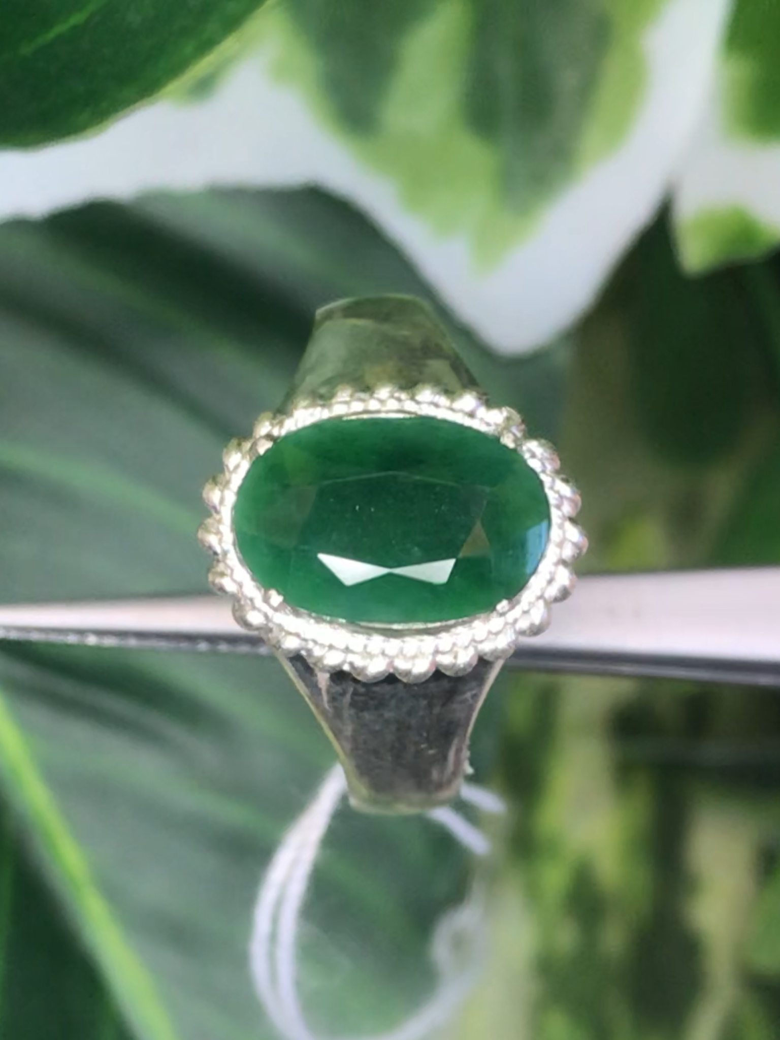หยก พม่า แท้ Jade แหวนหยก 翡翠戒指 (Jadeite ring) ดิบ (Size) 55 ไม่ผ่านการปรับปรุง (Type A) พม่า (Myanmar)