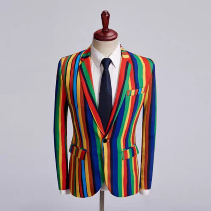 เช่า เสื้อสูท สูทแฟนซี สีรุ้ง Colorful สูทลูกทุ่ง