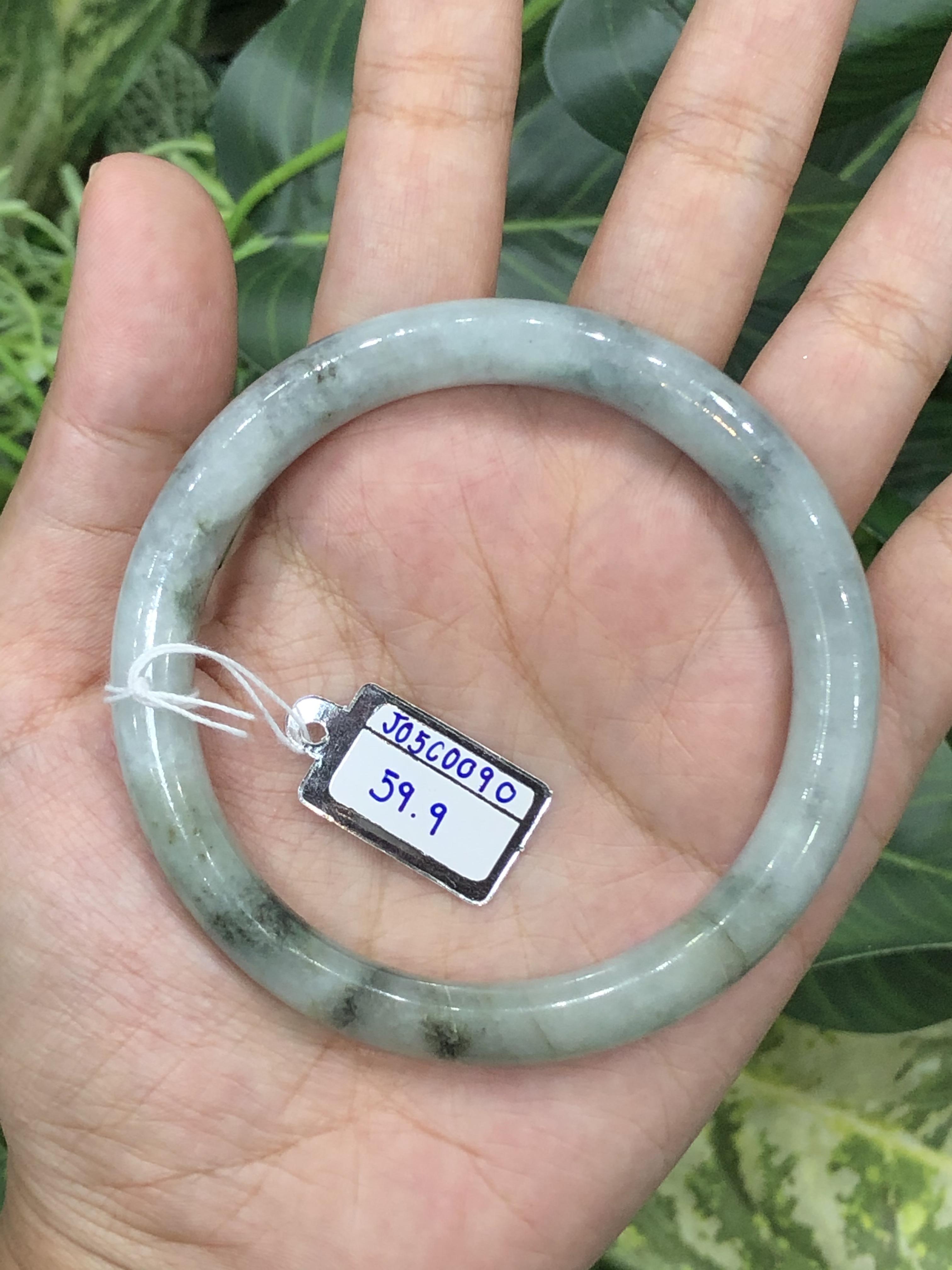 ๋J05C0090 หยก พม่า แท้ Jade กำไลหยก 59.9 มม. (Jade bracelet) พม่า (Myanmar)