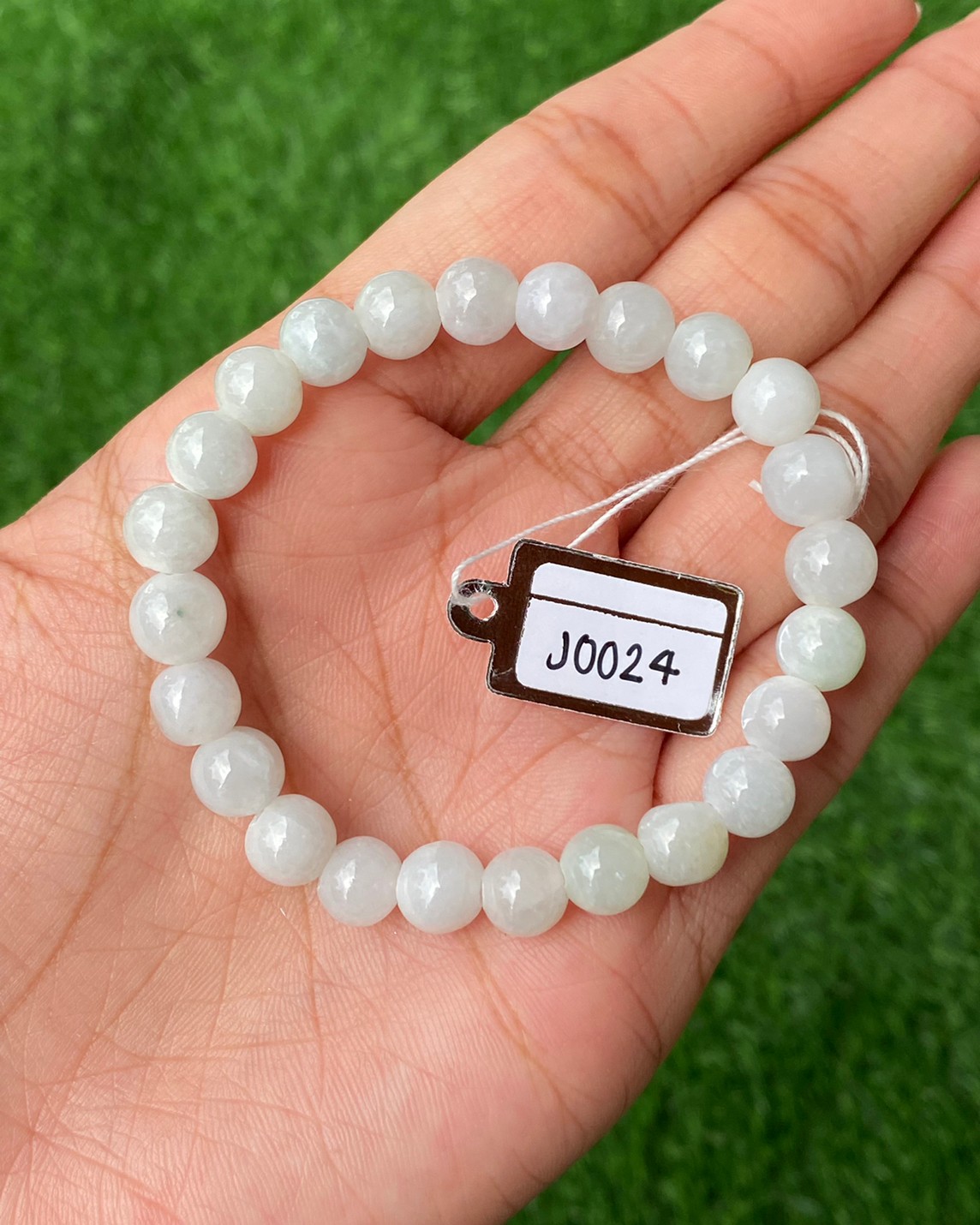 J0024 หยก พม่า แท้ Jade กำไล ประคำหยก (Jadeite Beads Bracelet) พม่า (Myanmar)