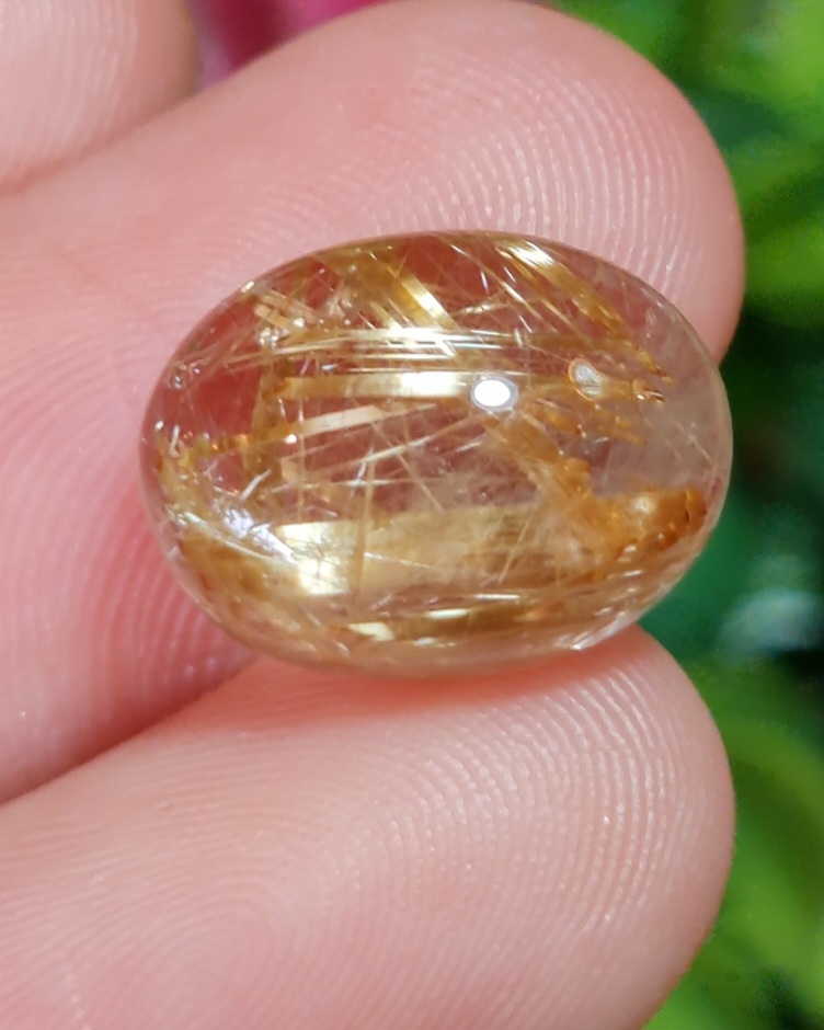 ไหมทอง ควอตซ์ Golden Rutilated Quartz 8.00 กะรัต Cts. พลอยแท้ อัญมณีมงคลประจําวันเกิด เครื่องประดับพลอย