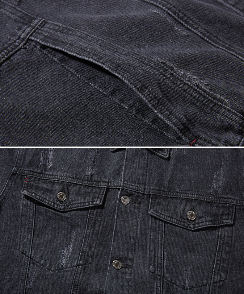 เสื้อแจ็กเก็ตยีนส์สีดำฟอก กระเป๋าคู่อก BIG SIZE (10318MM)