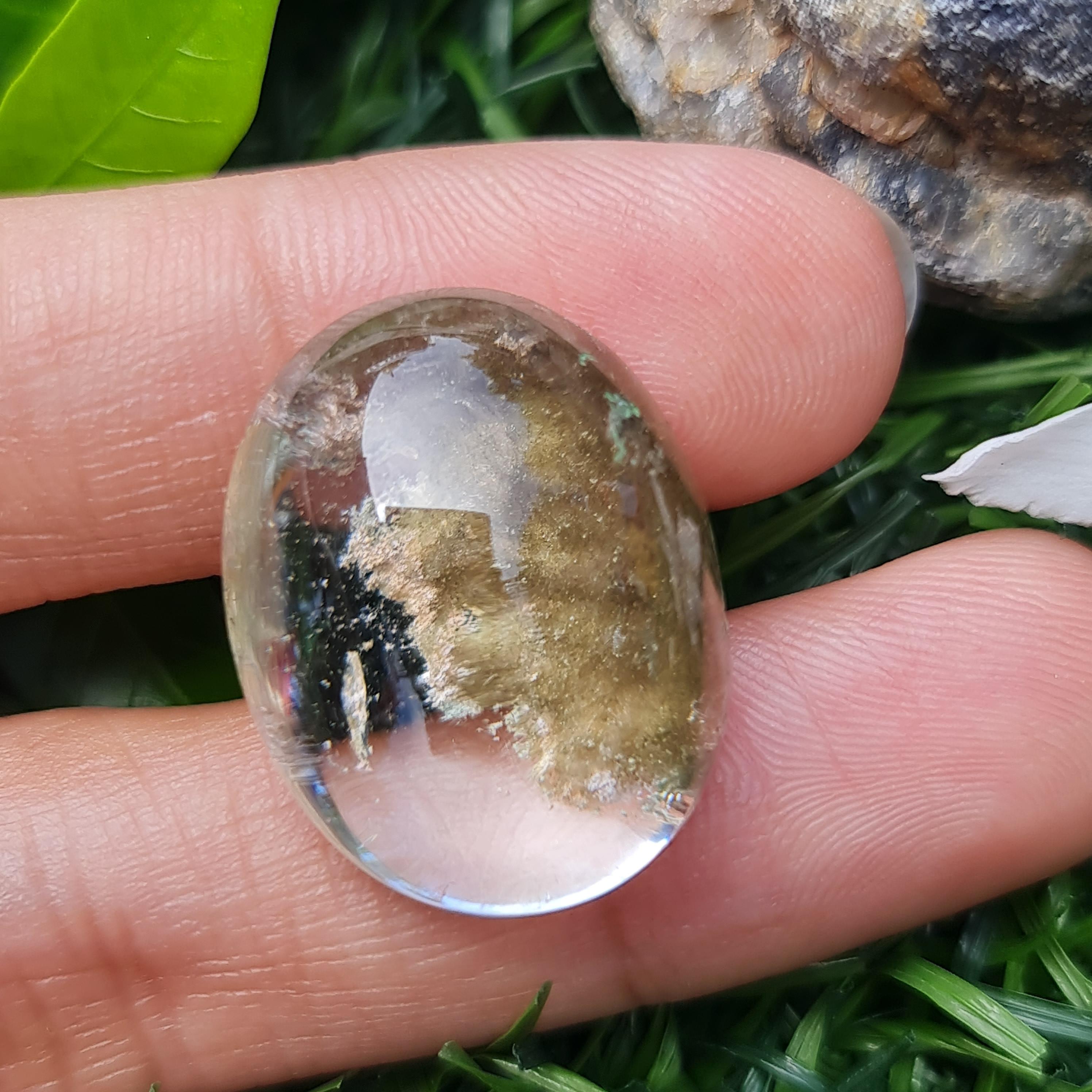 โป่งข่าม ควอตซ์ Rutilated Quartz 35.03 กะรัต Cts. พลอยแท้ อัญมณีมงคลประจําวันเกิด เครื่องประดับพลอย