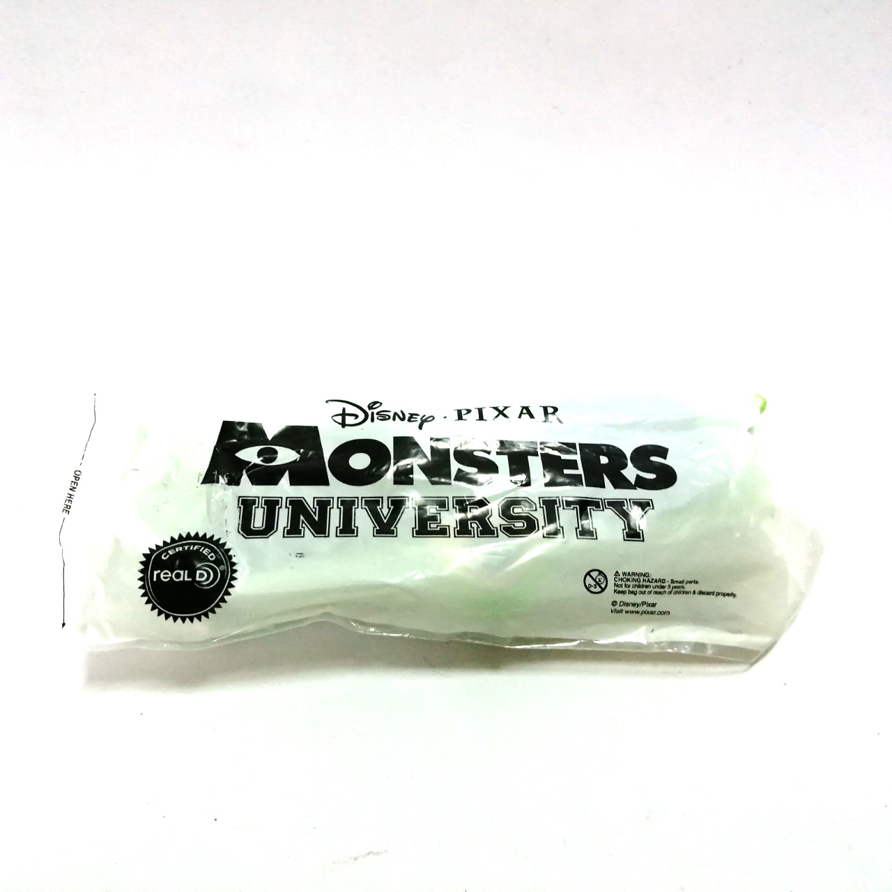 แว่น 3D จากภาพยนตร์ MONSTER UNIVERSITY มีถุงผ้า, ถุงพลาสติกใน, ตัวแว่นของครบ สภาพดี ถุงแกะแล้ว ปัจจุบันหาครบๆยาก