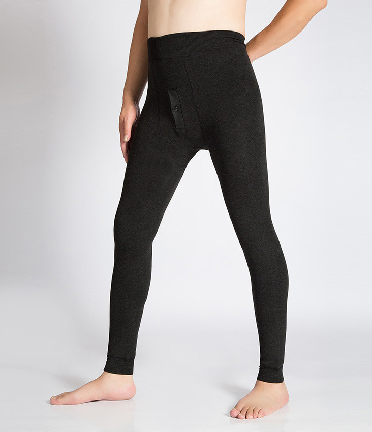 กางเกงเลกกิ้งผู้ชาย กันหนาวติดลบ ซับกำมะหยี่สีดำ (10150MM)