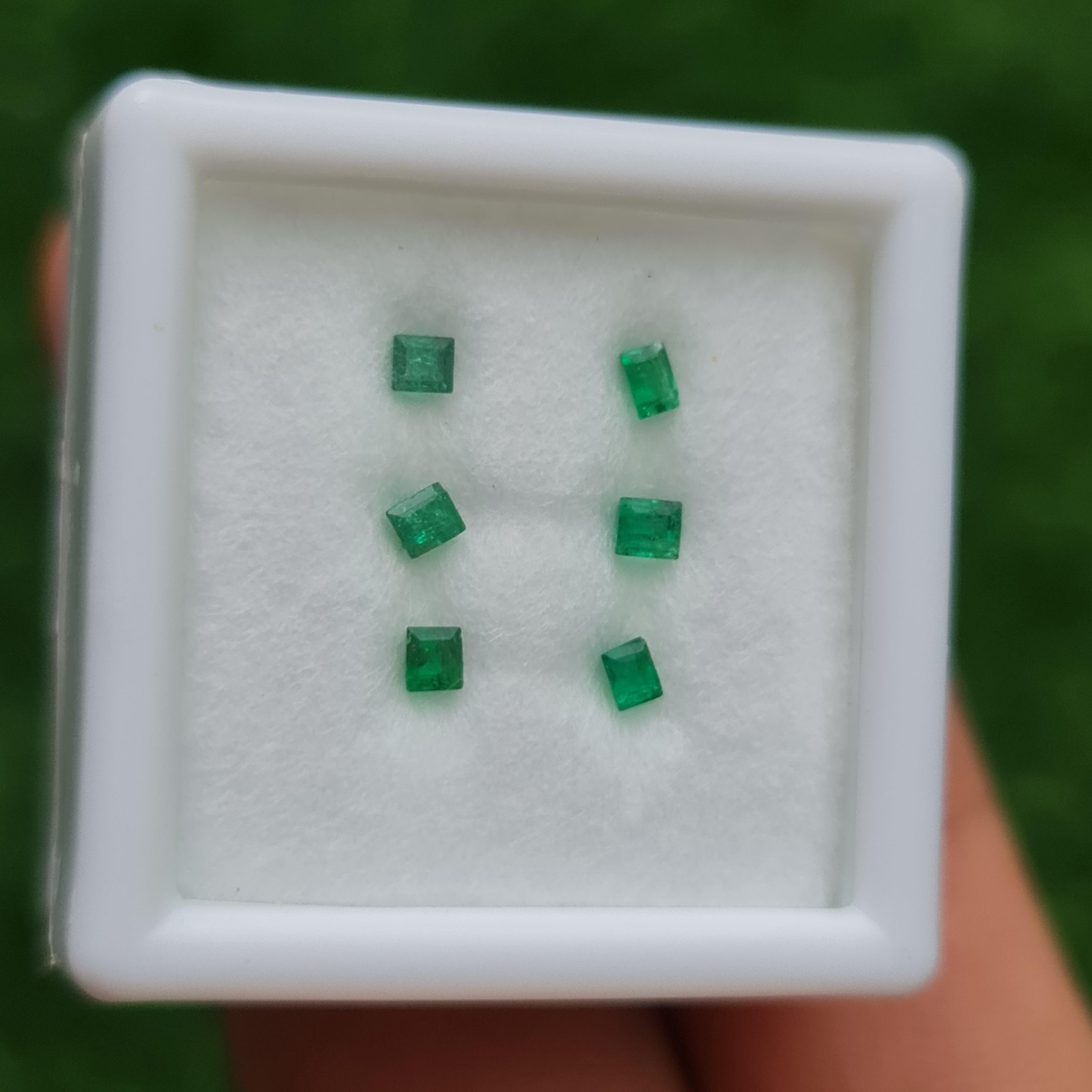 พลอย มรกต Natural Emerald แซมเบีย 0.32 กะรัต (Cts.) 5 เม็ด พลอยแท้ อัญมณีมงคลประจําวันเกิด เครื่องประดับพลอย
