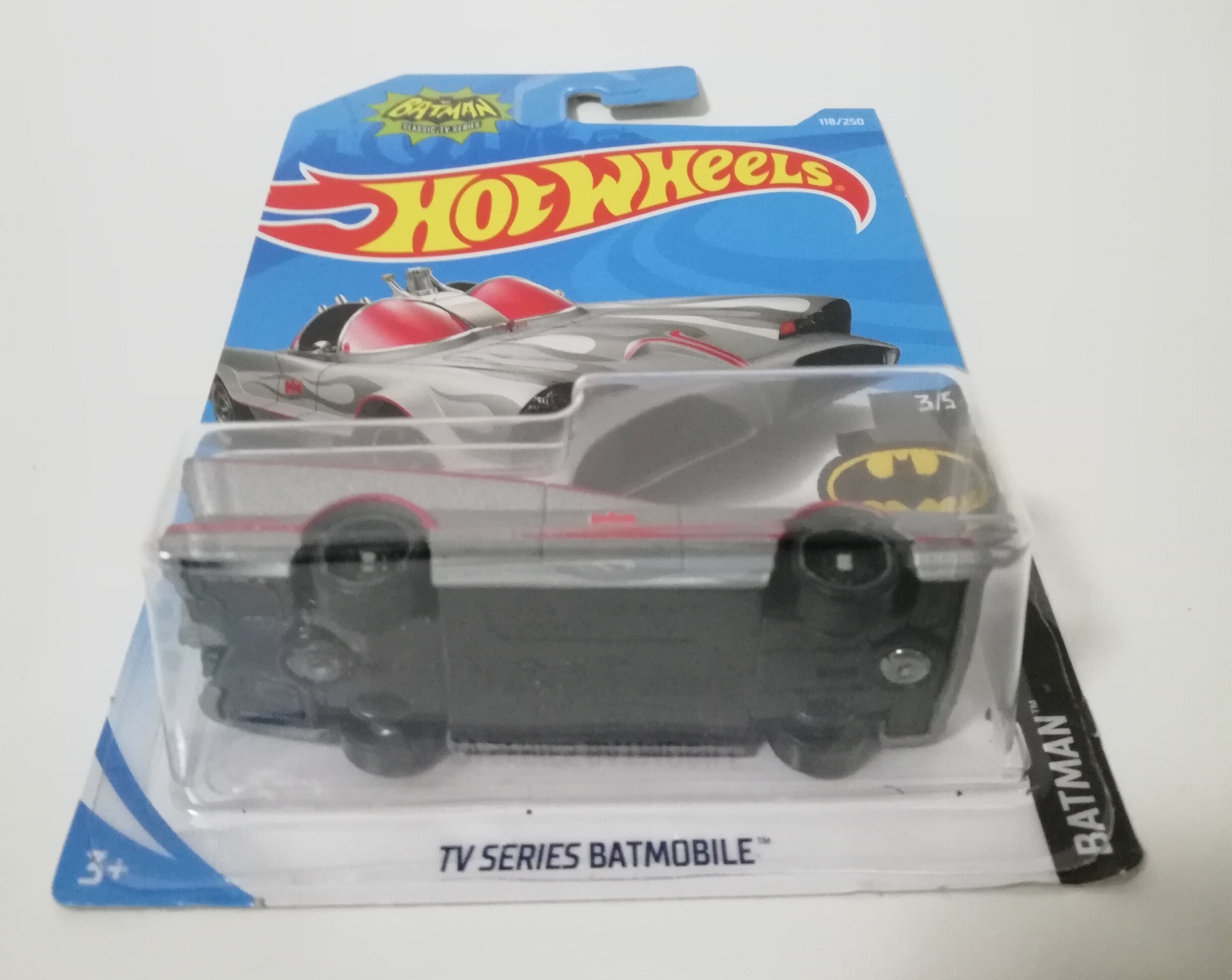 รถเหล็กฮ็อตวีล Batman Classic, TV series สีเงิน, die cast car , รถเหล็ก รถแบทแมนคลาสิกสีเงิน