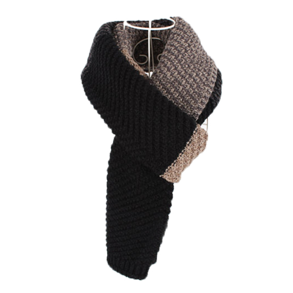 ผ้าพันคอไหมพรมถักลายตัดสี ผืนยาว ใช้ได้ทั้งหญิงและชาย (11307L)