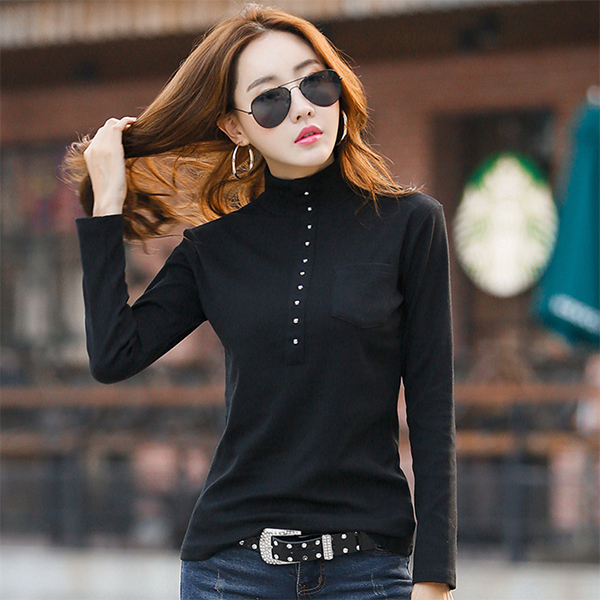 เสื้อคอเต่า เสื้อคอสูง เสื้อแขนยาวซับกำมะหยี่กันหนาว (12389X)