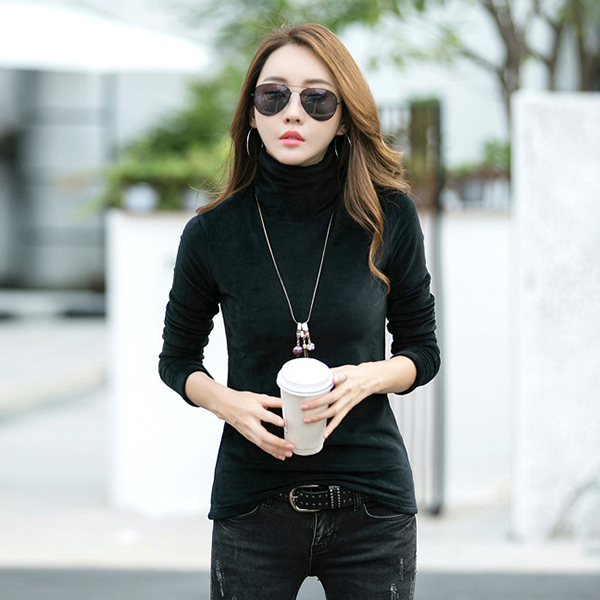 เสื้อกำมะหยี่คอเต่า แขนยาว ผ้าหนานุ่มสองด้าน (12337X)