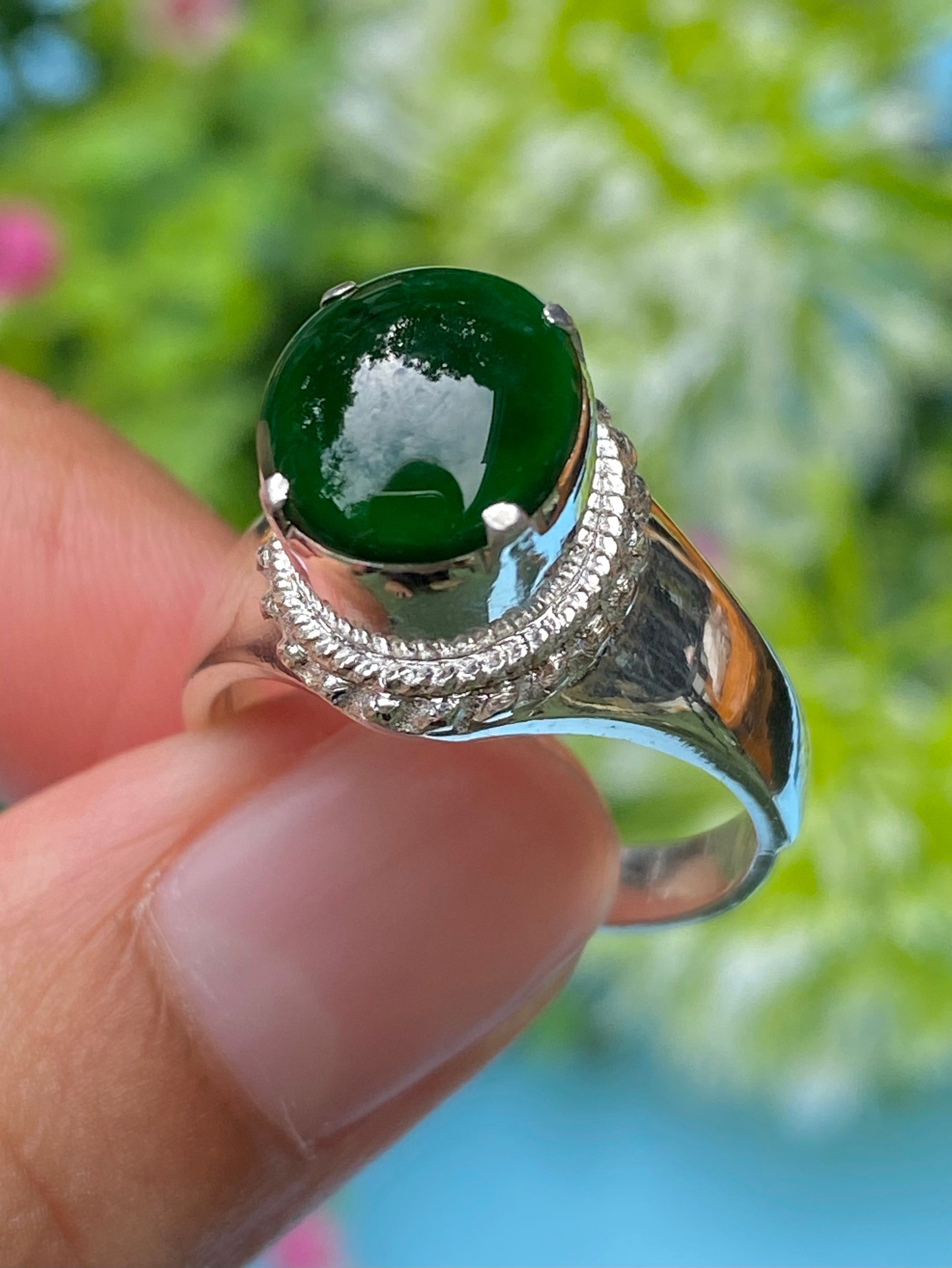 หยก พม่า แท้ Jade แหวนหยก (jadeite Ring) Size 57 ดิบ ไม่ผ่านการปรับปรุง (Type A) พม่า (Myanmar)