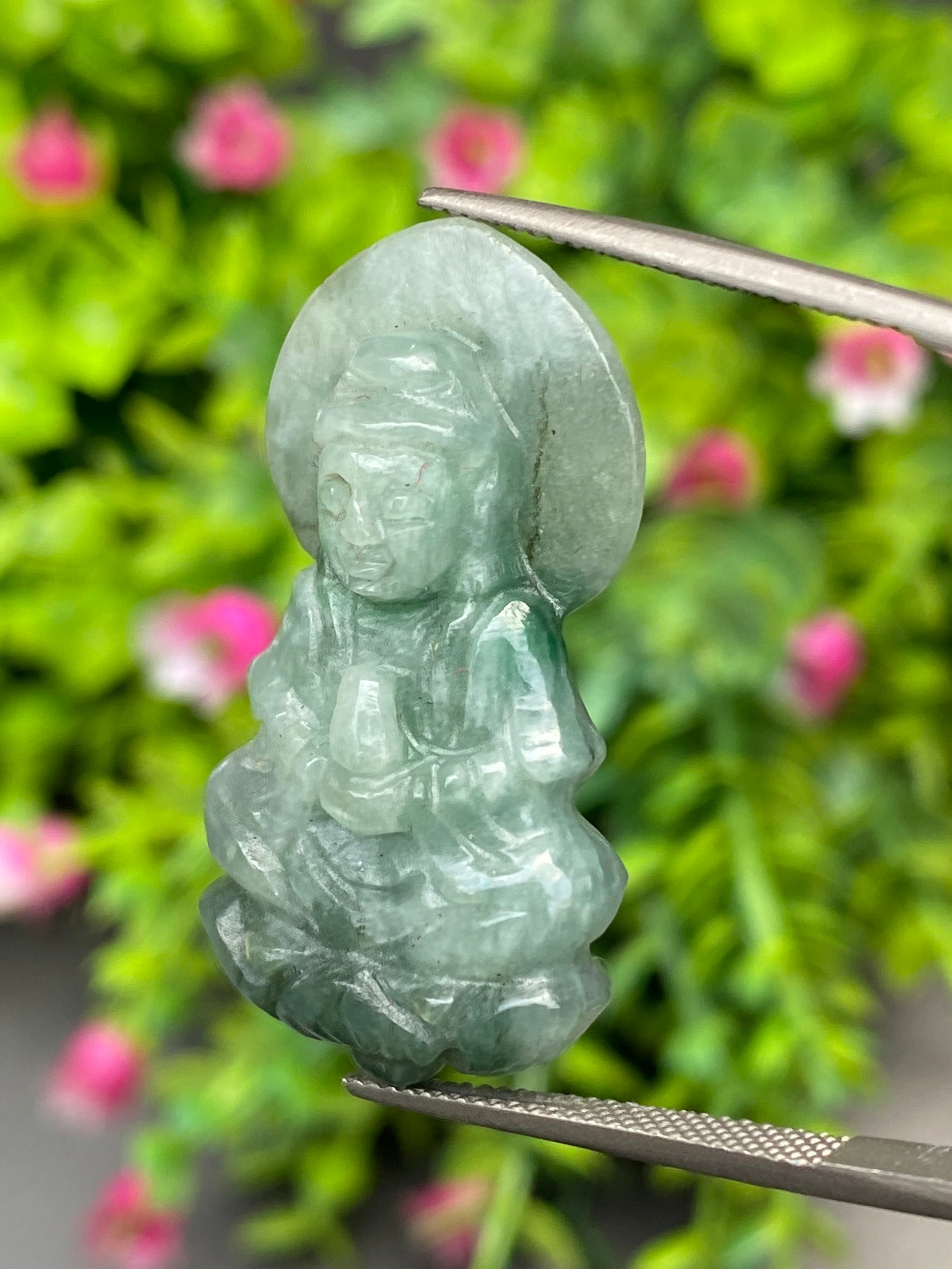 หยก แกะสลัก รูป เจ้าแม่กวนอิม (Burmese jadeite) 38.03 กะรัต (cts.) หยก พม่า แท้