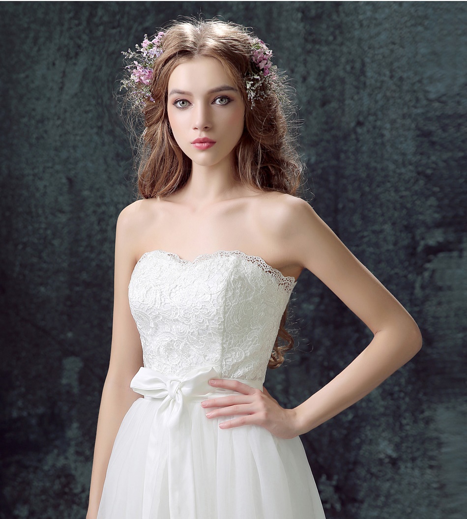 ชุดแต่งงาน เกาะอก หน้าสั้นหลังยาว