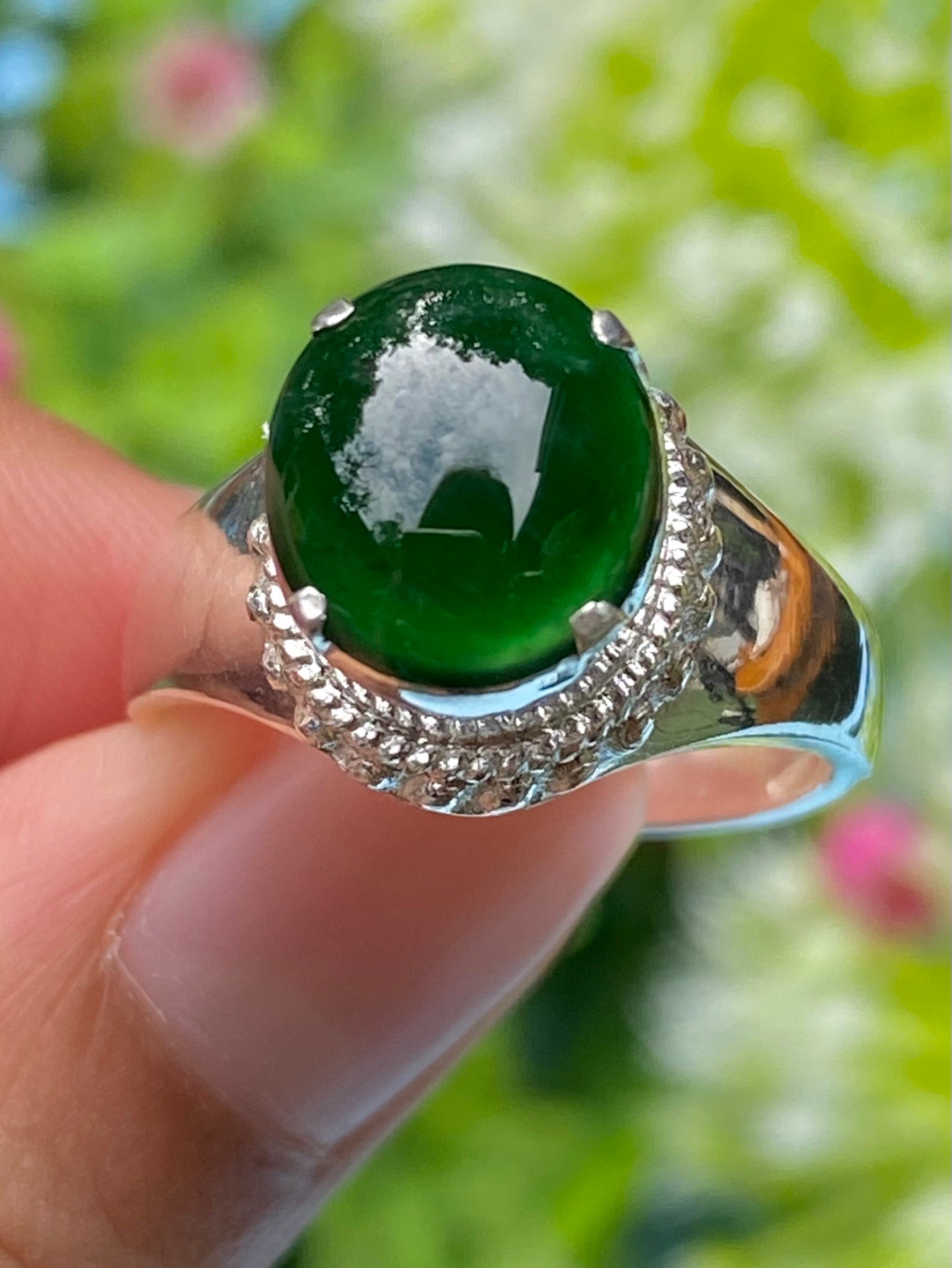 หยก พม่า แท้ Jade แหวนหยก (jadeite Ring) Size 57 ดิบ ไม่ผ่านการปรับปรุง (Type A) พม่า (Myanmar)