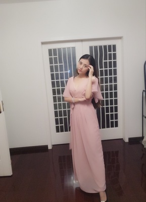 Pre-order ชุดเพื่อนเจ้าสาว สีชมพู Nude ผ้าชีฟอง เชือกผูกหลัง มีหลายแบบ