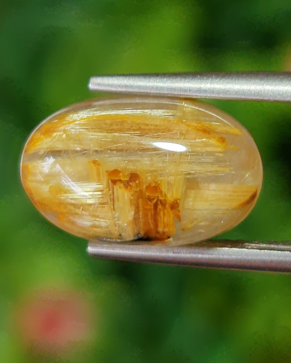 ไหมทอง ควอตซ์ Golden Rutilated Quartz 6.38 กะรัต Cts.พลอยแท้ อัญมณีมงคลประจําวันเกิด เครื่องประดับพลอย