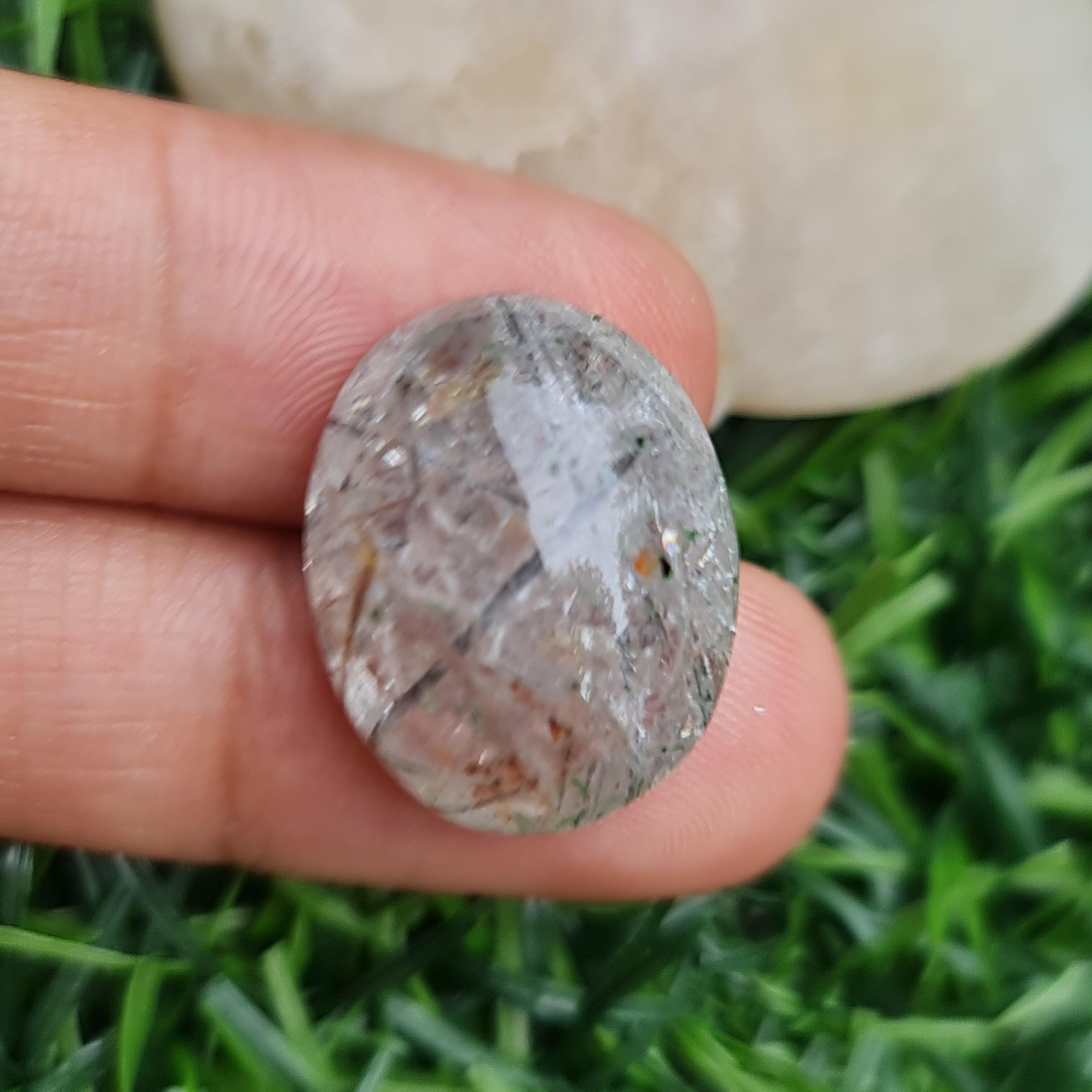 โป่งข่าม ควอตซ์ Rutilated Quartz 25.40 กะรัต Cts. พลอยแท้ อัญมณีมงคลประจําวันเกิด เครื่องประดับพลอย