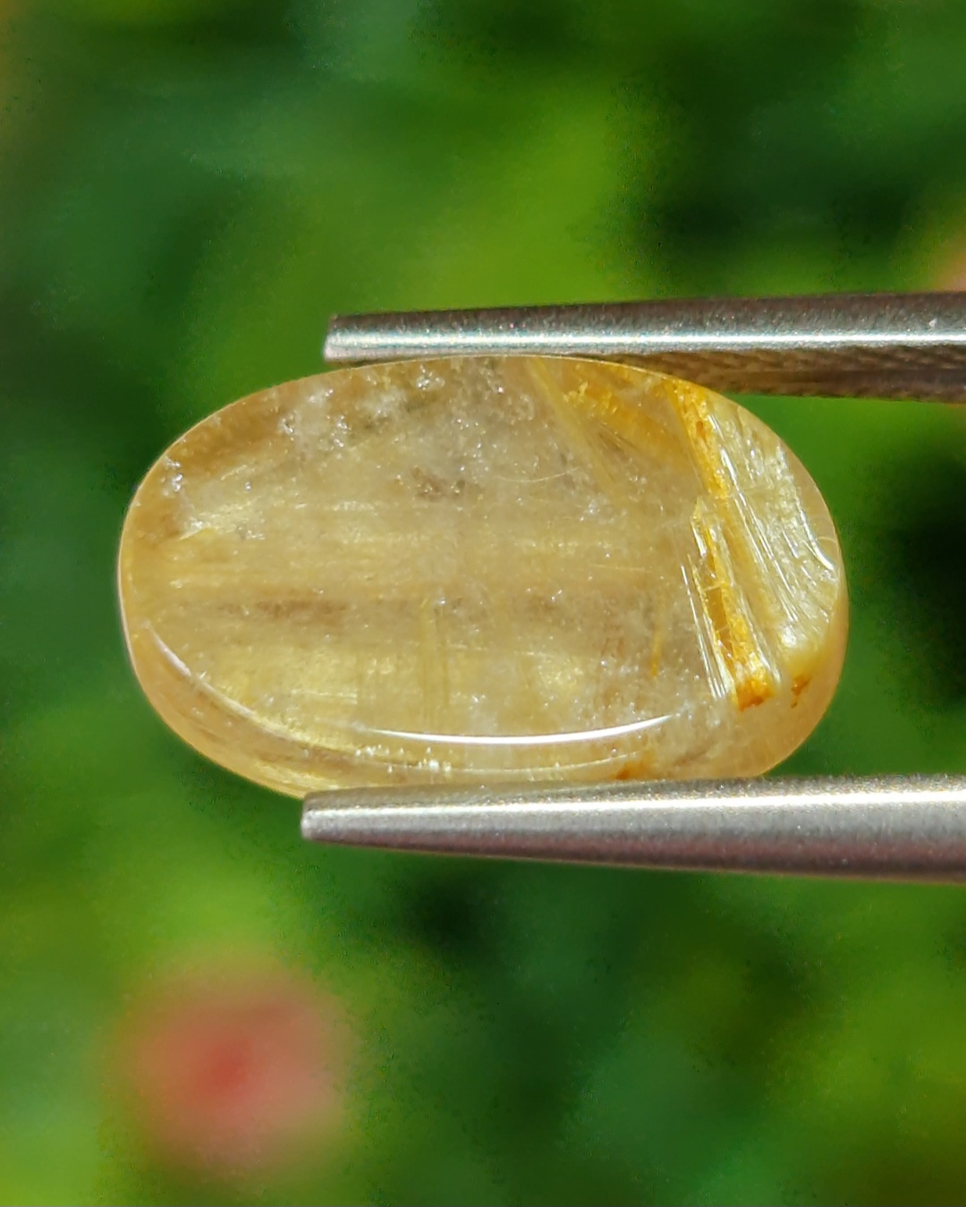 ไหมทอง ควอตซ์ Golden Rutilated Quartz 6.38 กะรัต Cts.พลอยแท้ อัญมณีมงคลประจําวันเกิด เครื่องประดับพลอย
