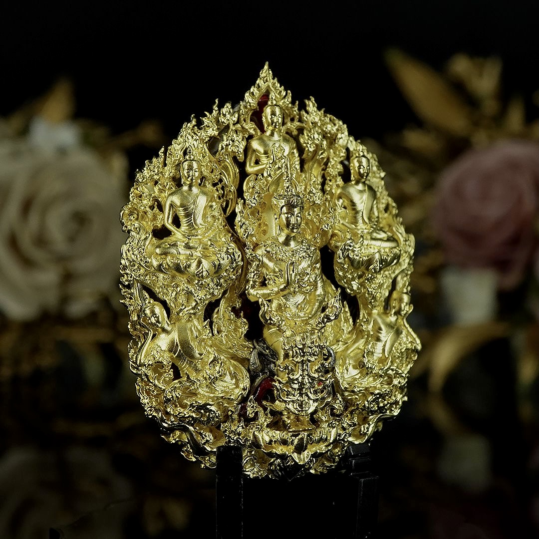 พระยมกปาฎิหาริย์ รายการพิเศษ เนื้อบรอนซ์ชุบทองหลังชุบซาตินลงยาแดง