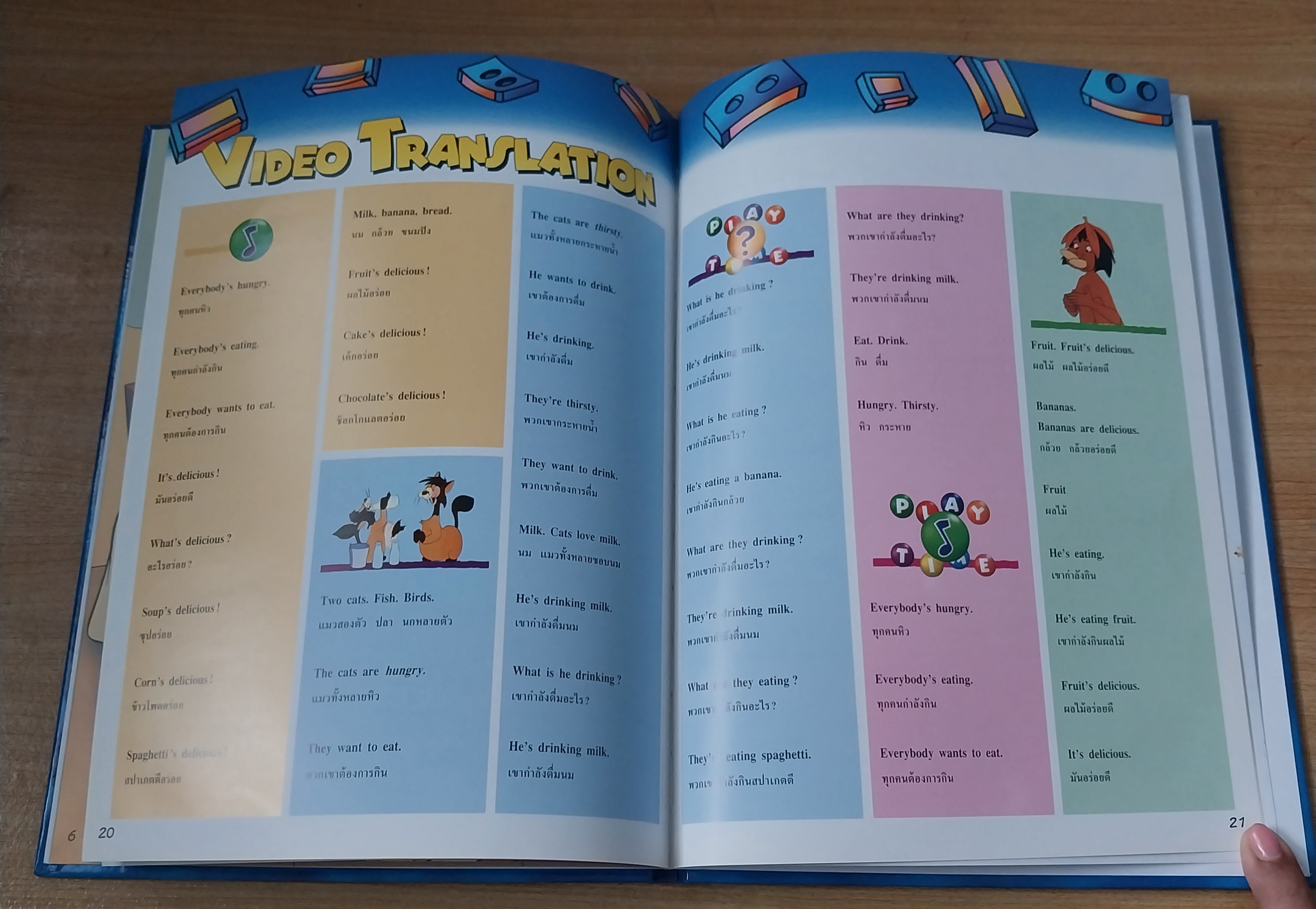 มีหลายภาพ Magic English เรียนภาษาอังกฤษกับดิสนีย์ ปก โดนัลดั๊ก ตอน อร่อยจังเลย หนังสือปกแข็งจาก Grolier International. ภาษาอังกฤษ-ไทย