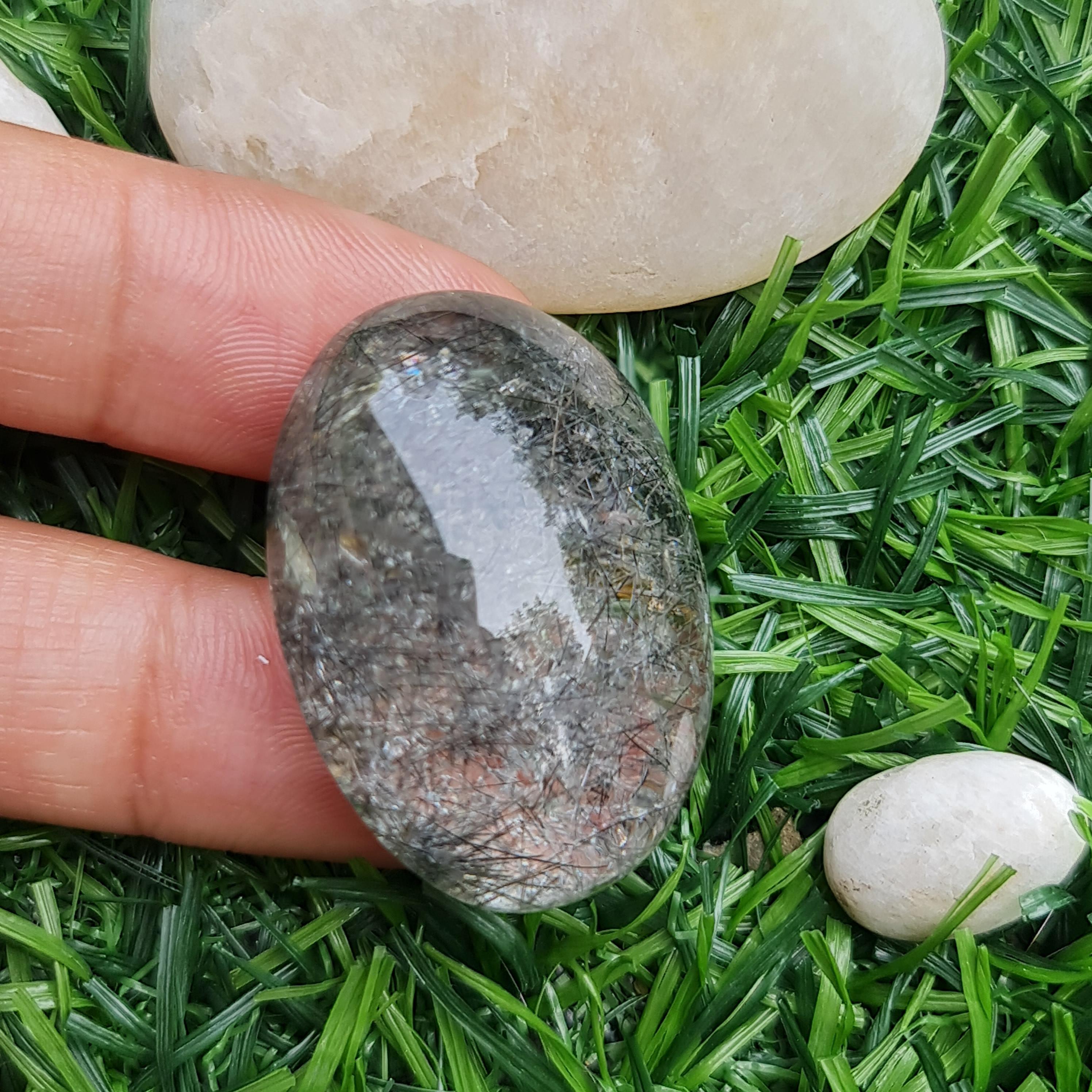 โป่งข่าม ควอตซ์ Rutilated Quartz 77.38 กะรัต Cts. พลอยแท้ อัญมณีมงคลประจําวันเกิด เครื่องประดับพลอย