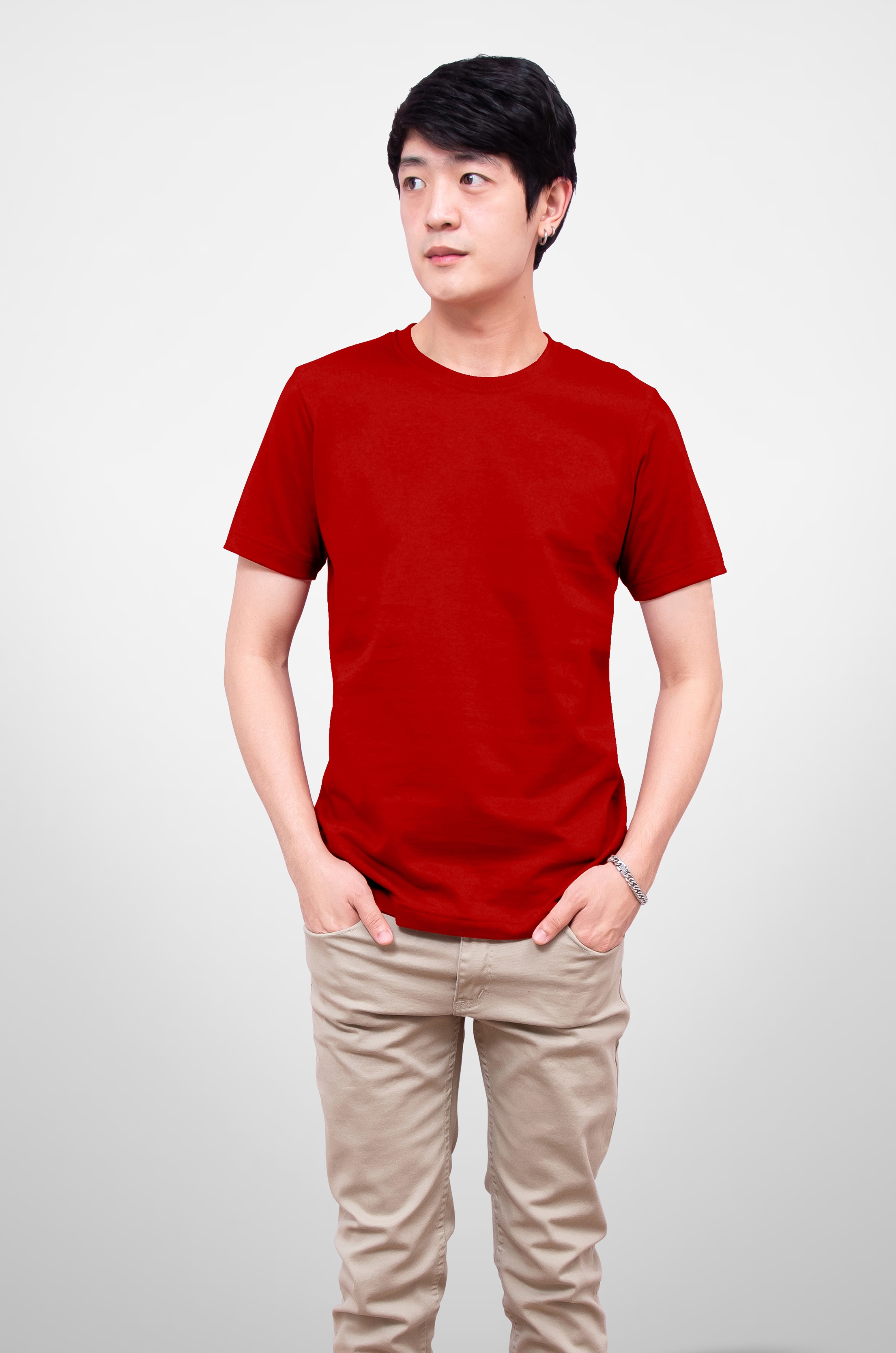 Noproblem Noproblem ยอดขาย No.1 รับประกัน ไม่ย้วย ไม่ยืด ผ้านุ่ม เสื้อยืด สีพื้น เสื้อยืดคอกลม สีเลือดหมู