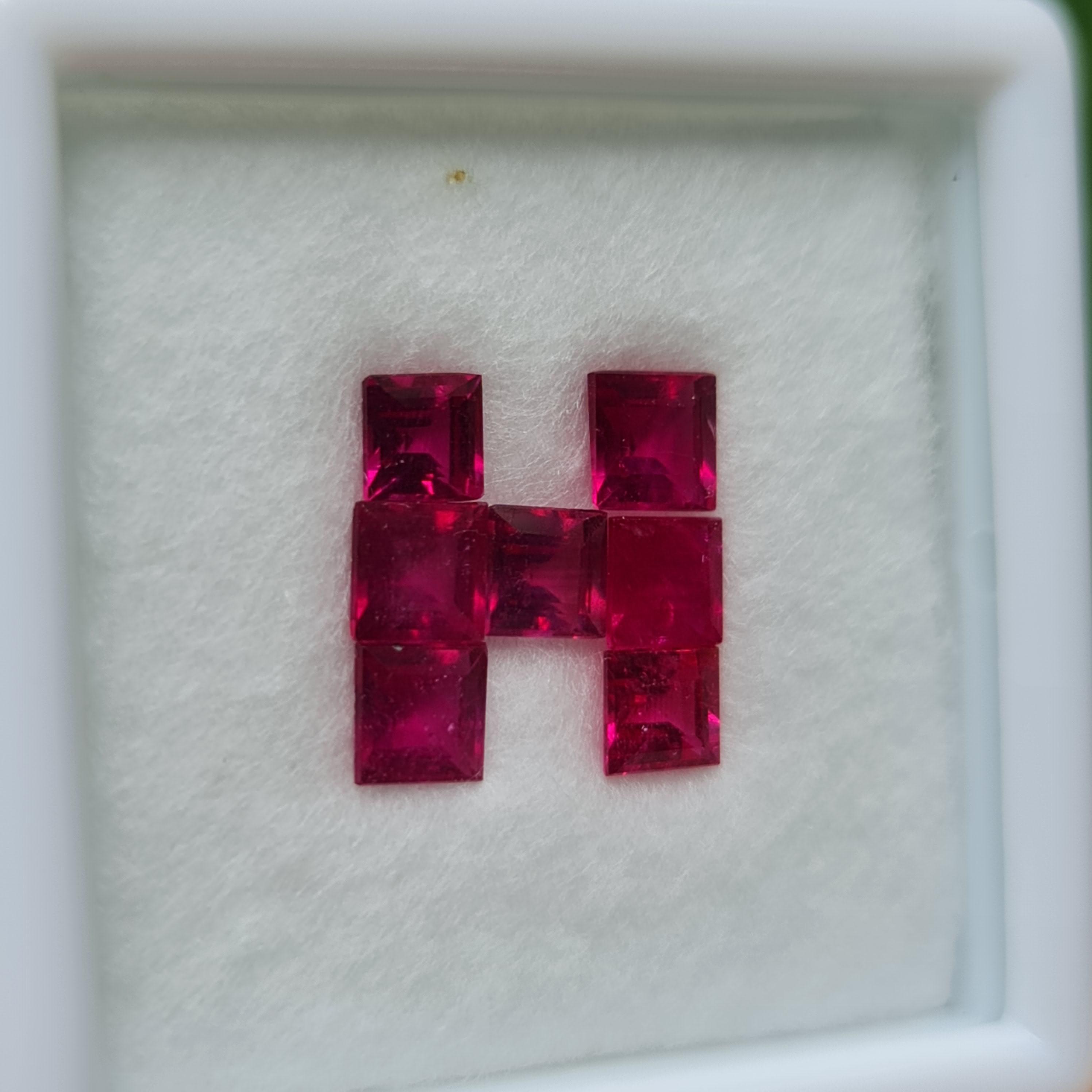 พลอย ทับทิม Ruby sapphire 7 เม็ด 4.00 กะรัต (Cts.) พลอยแท้ อัญมณีมงคลประจําวันเกิด เครื่องประดับพลอย