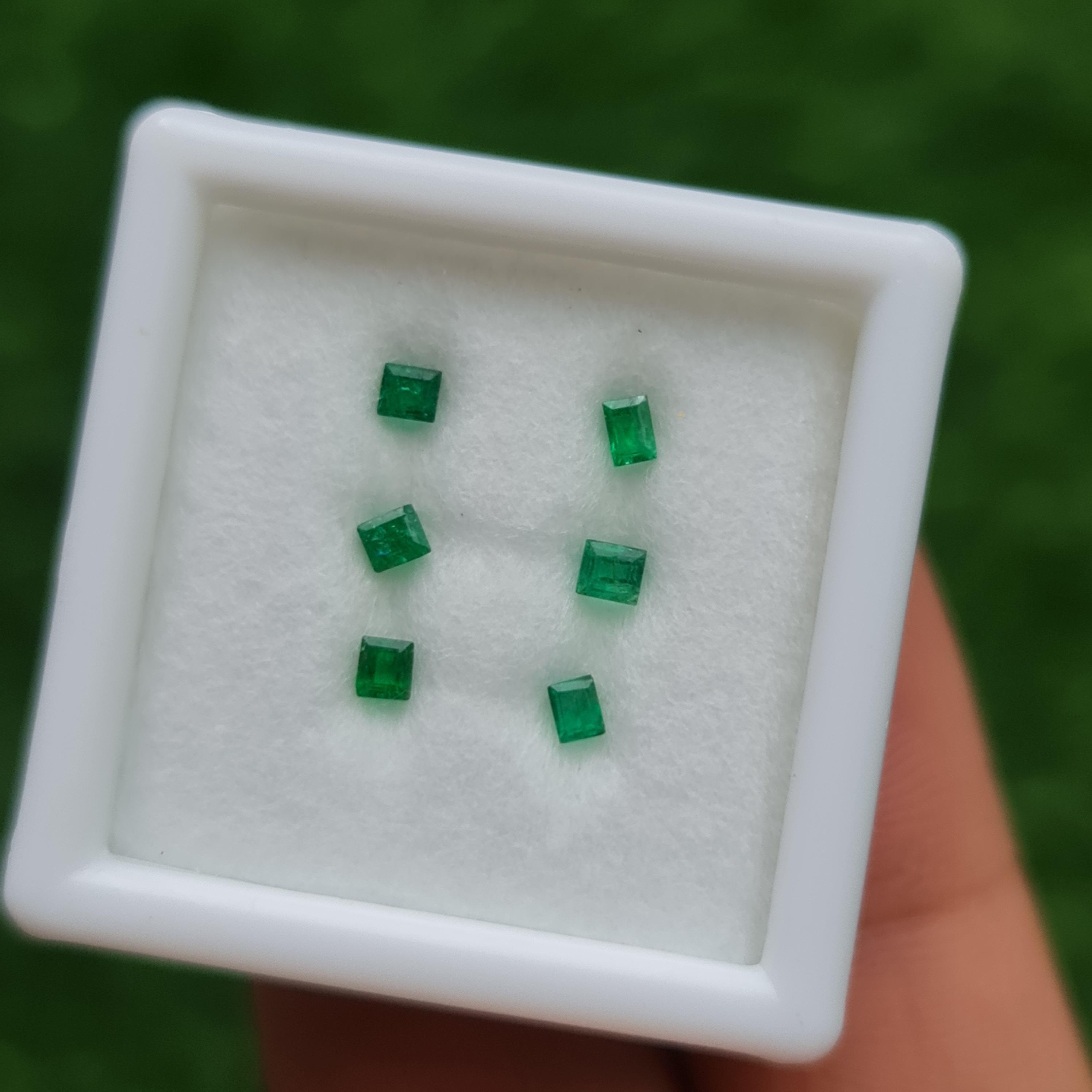 พลอย มรกต Natural Emerald แซมเบีย 0.32 กะรัต (Cts.) 5 เม็ด พลอยแท้ อัญมณีมงคลประจําวันเกิด เครื่องประดับพลอย