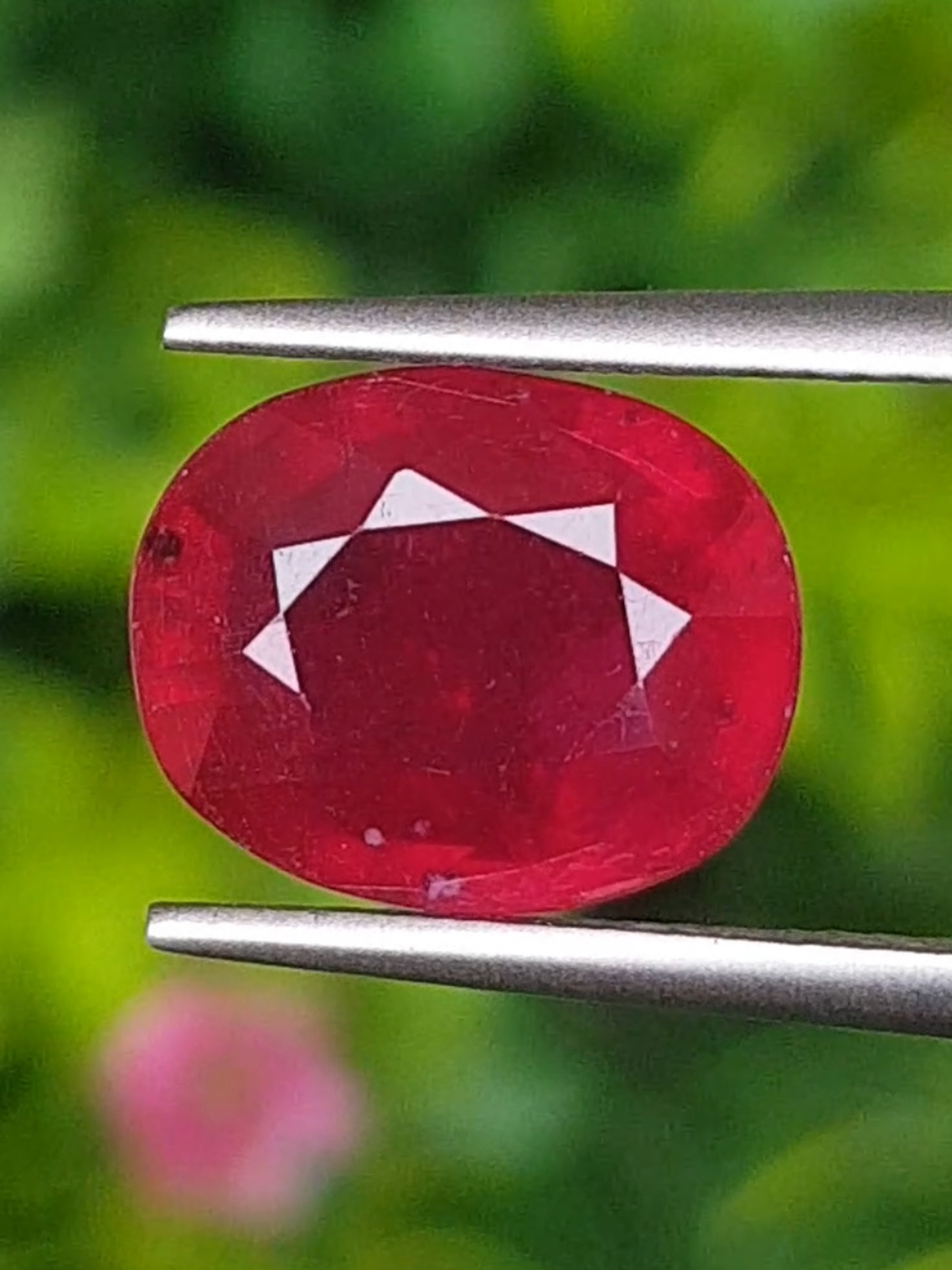 พลอย ทับทิม (Ruby Sapphire) 6.42 กะรัต (Cts.) พลอยแท้ อัญมณีมงคลประจําวันเกิด เครื่องประดับพลอย