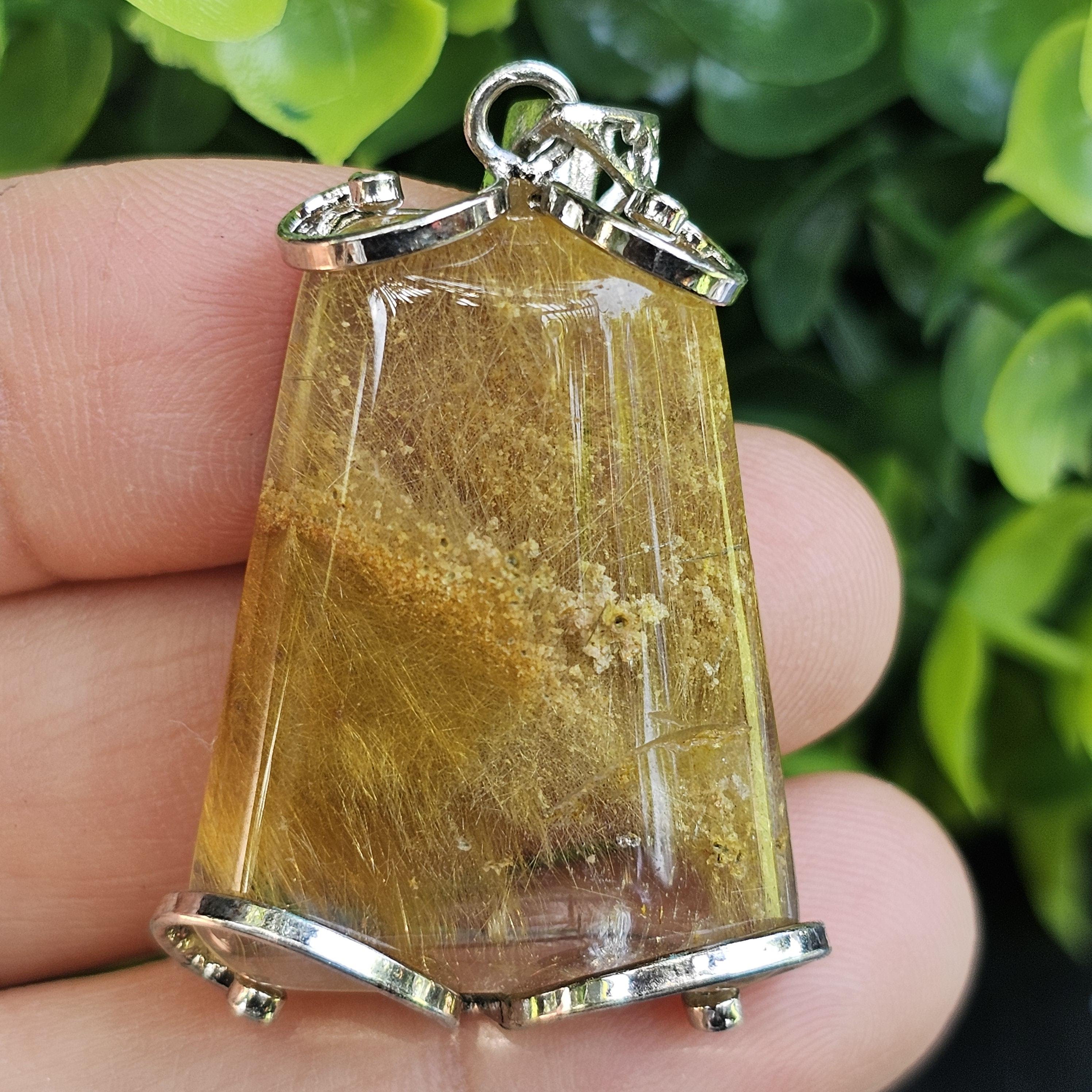 จี้ไหมทอง (Golden Rutilated Quartz) 13.42 กรัม g.พลอยแท้ อัญมณีมงคลประจําวันเกิด เครื่องประดับพลอย