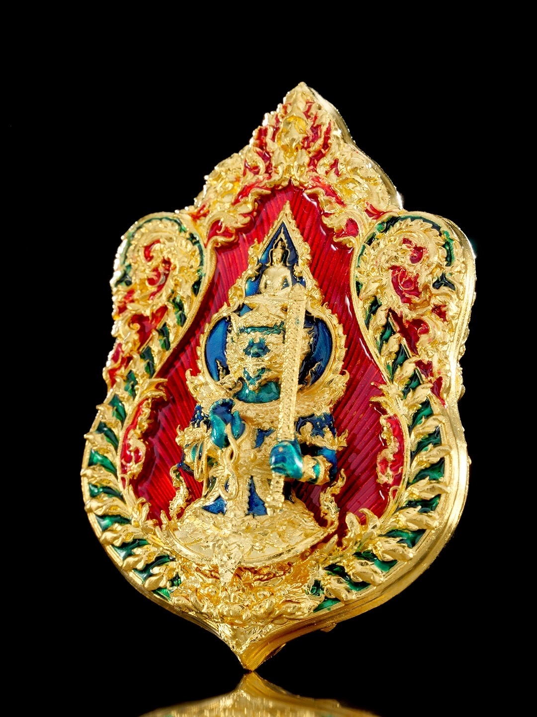 เหรียญเสมาพระพุทธชินราช รุ่น จตุมหามงคล666ปี รายการพิเศษศูนย์จอง เนื้อบรอนซ์ชุบทองลงยา (ด้านหน้า/พระพุทธชินราช ด้านหลัง/ท้าวเวสสุวรรณ)