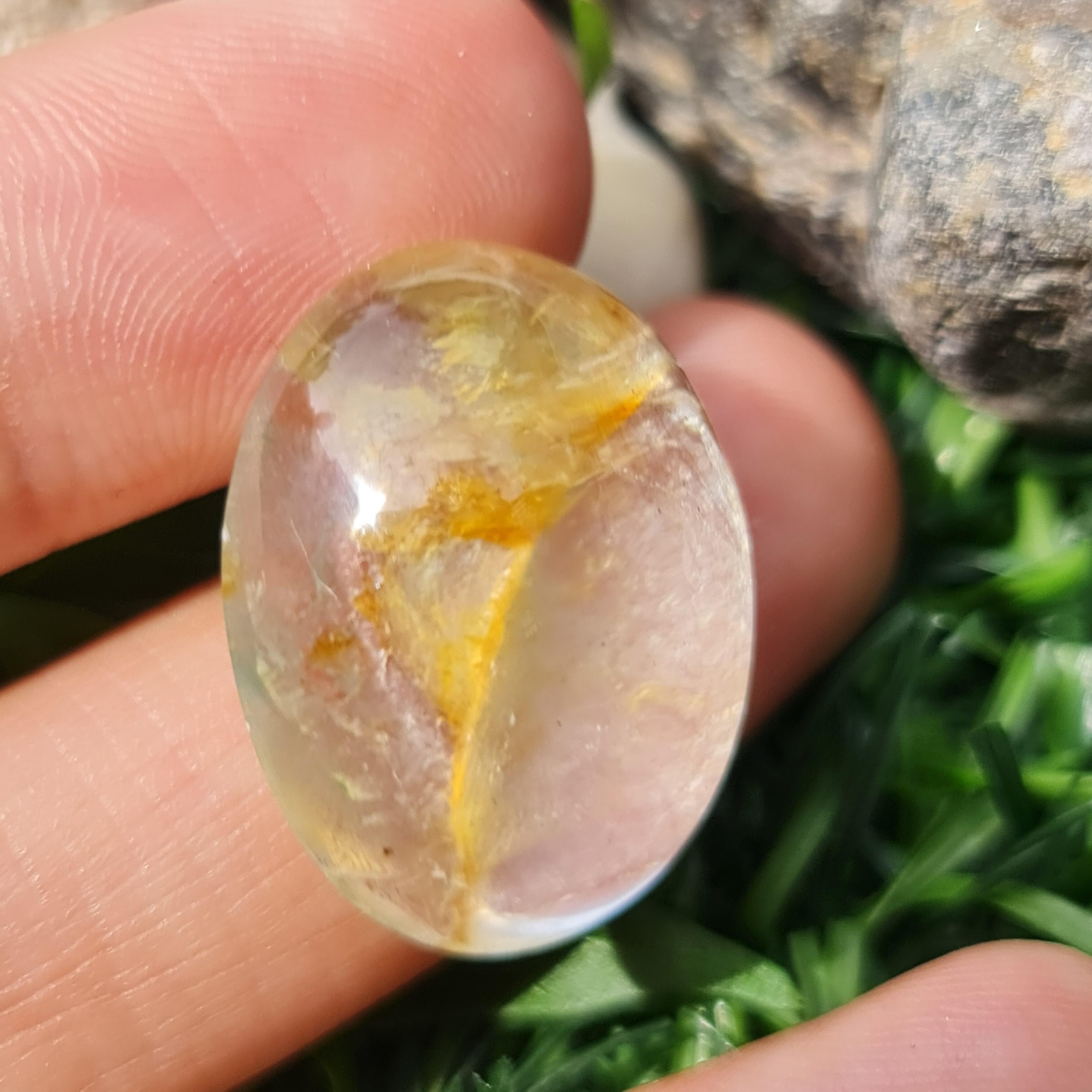 โป่งข่าม ควอตซ์ Rutilated Quartz 31.58 กะรัต Cts. พลอยแท้ อัญมณีมงคลประจําวันเกิด เครื่องประดับพลอย