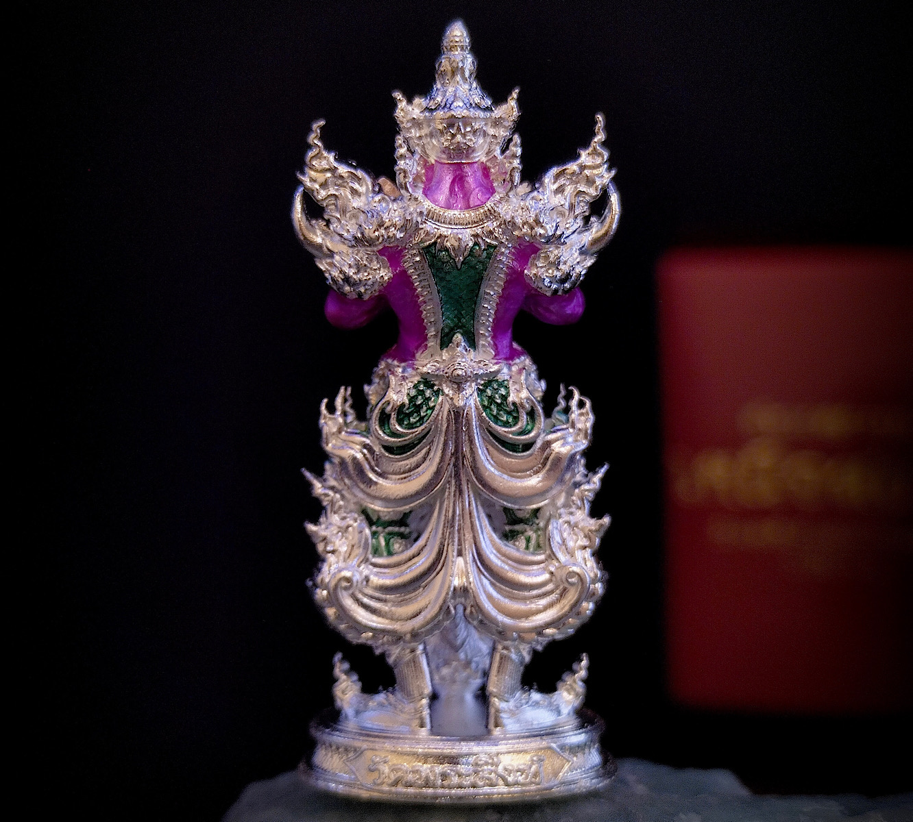 ท้าวเวสสุวรรณเหนือสยาม (หน้ายักษ์) รหัส 6.15 เนื้อบรอนซ์ชุบเงินลงยา