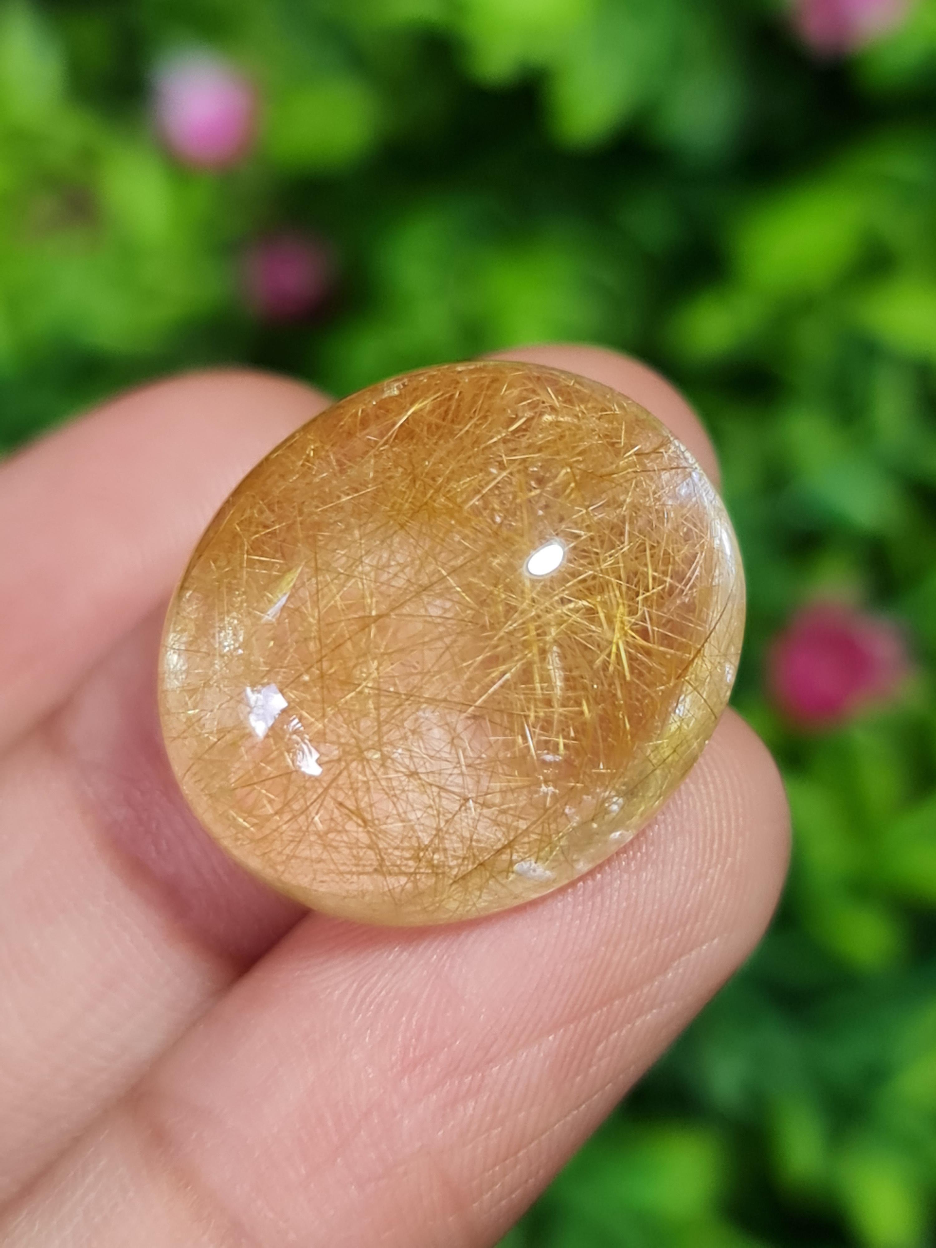 ไหมทอง ควอตซ์ Golden Rutilated Quartz 43.03 กะรัต Cts.พลอยแท้ อัญมณีมงคลประจําวันเกิด เครื่องประดับพลอย