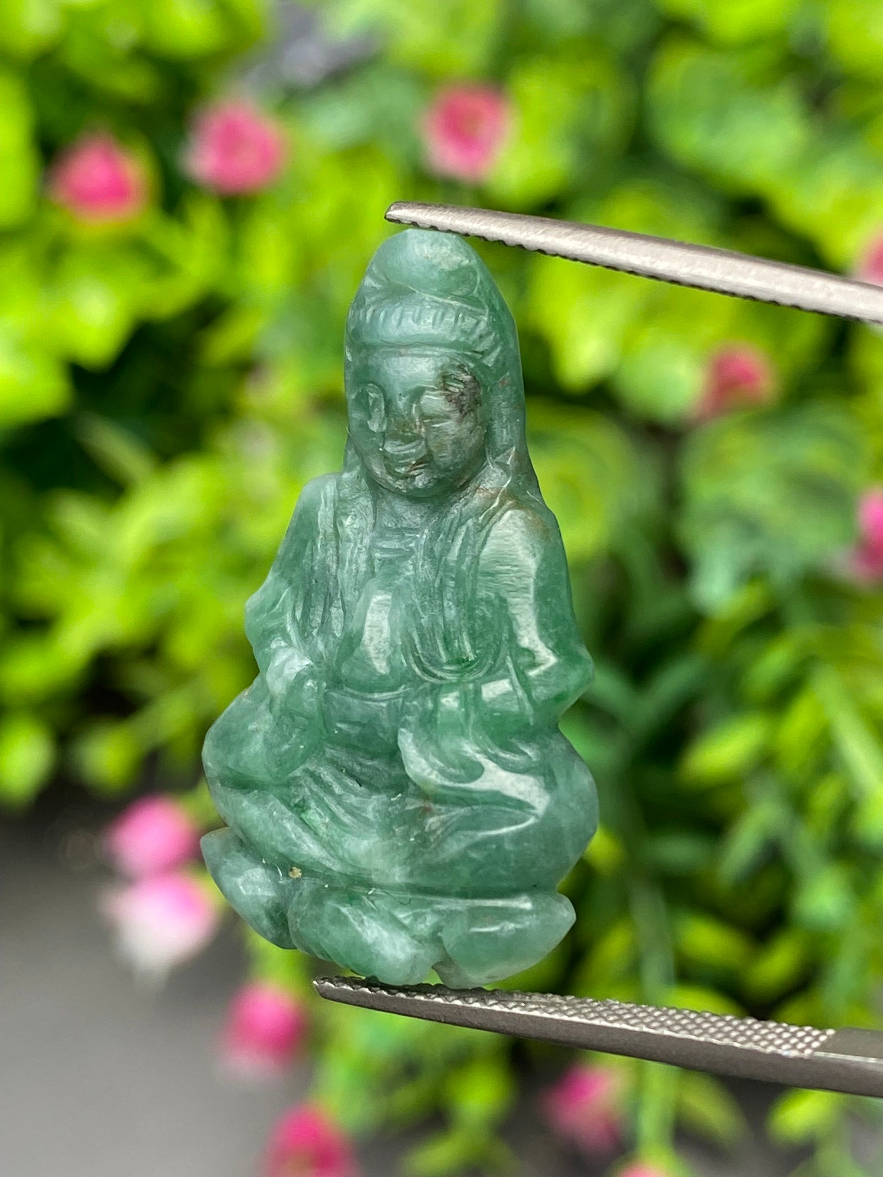 หยก แกะสลัก รูป เจ้าแม่กวนอิม (Burmese jadeite) 28.34 กะรัต (cts.) หยก พม่า แท้