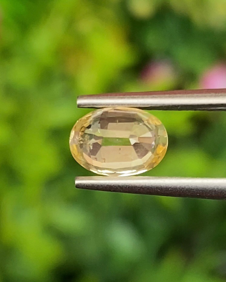 พลอย บุษราคัม yellow sapphire 1.11 กะรัต พลอยแท้ อัญมณีมงคลประจําวันเกิด เครื่องประดับพลอย