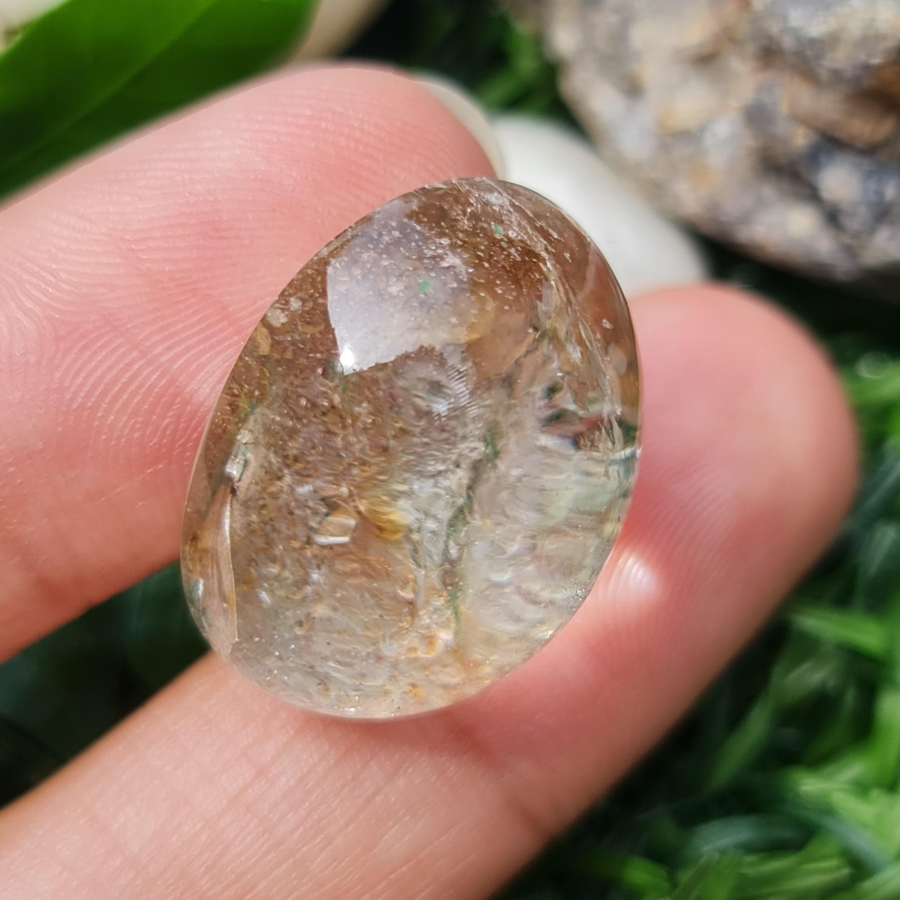 โป่งข่าม ควอตซ์ Rutilated Quartz 33.32 กะรัต Cts. พลอยแท้ อัญมณีมงคลประจําวันเกิด เครื่องประดับพลอย